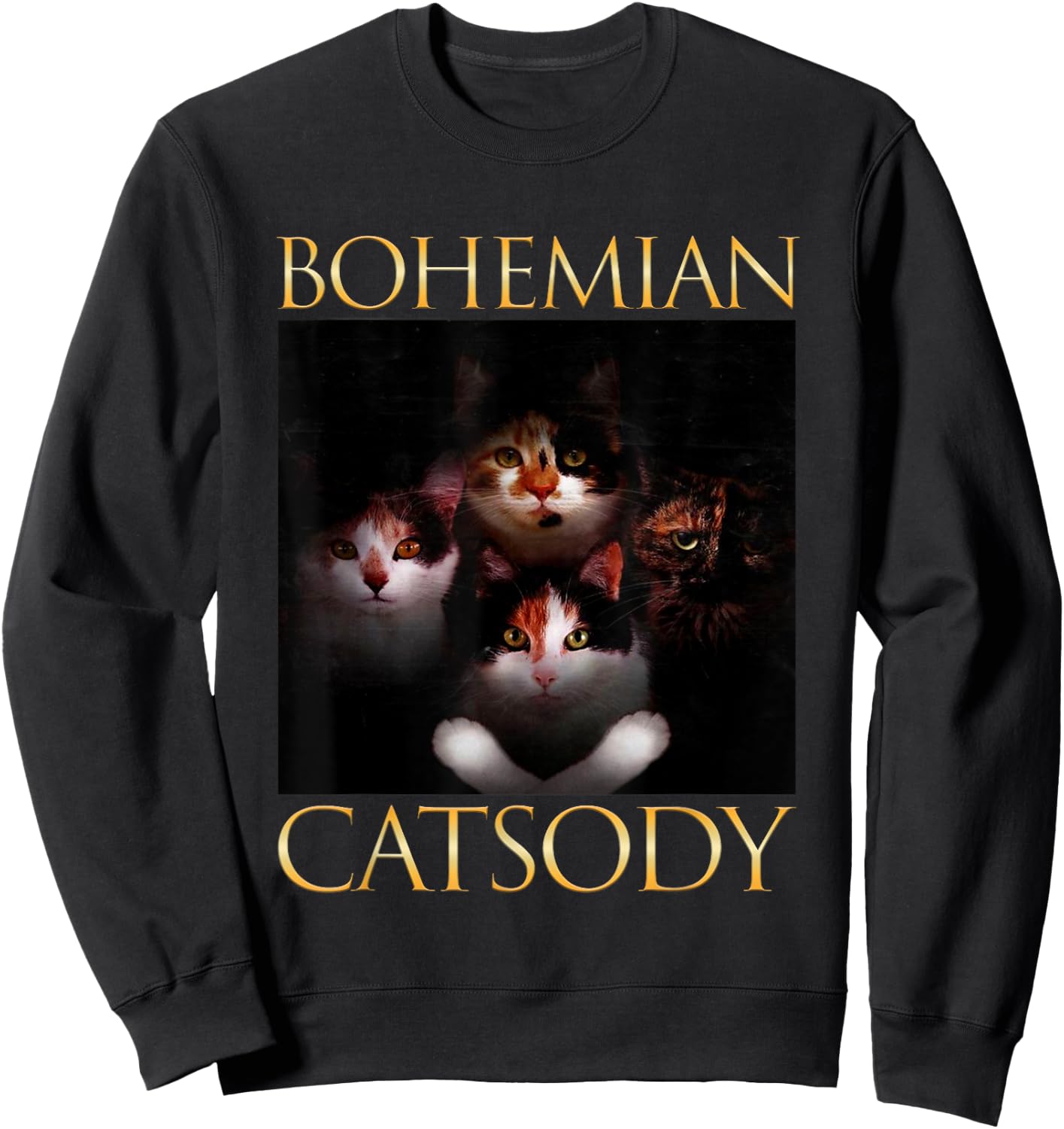 Bohemian Catsody Cats Kittens Meow Parody Funny Cat Lover Women Girls Kids Sweatshirt - Sweatshirt | Black