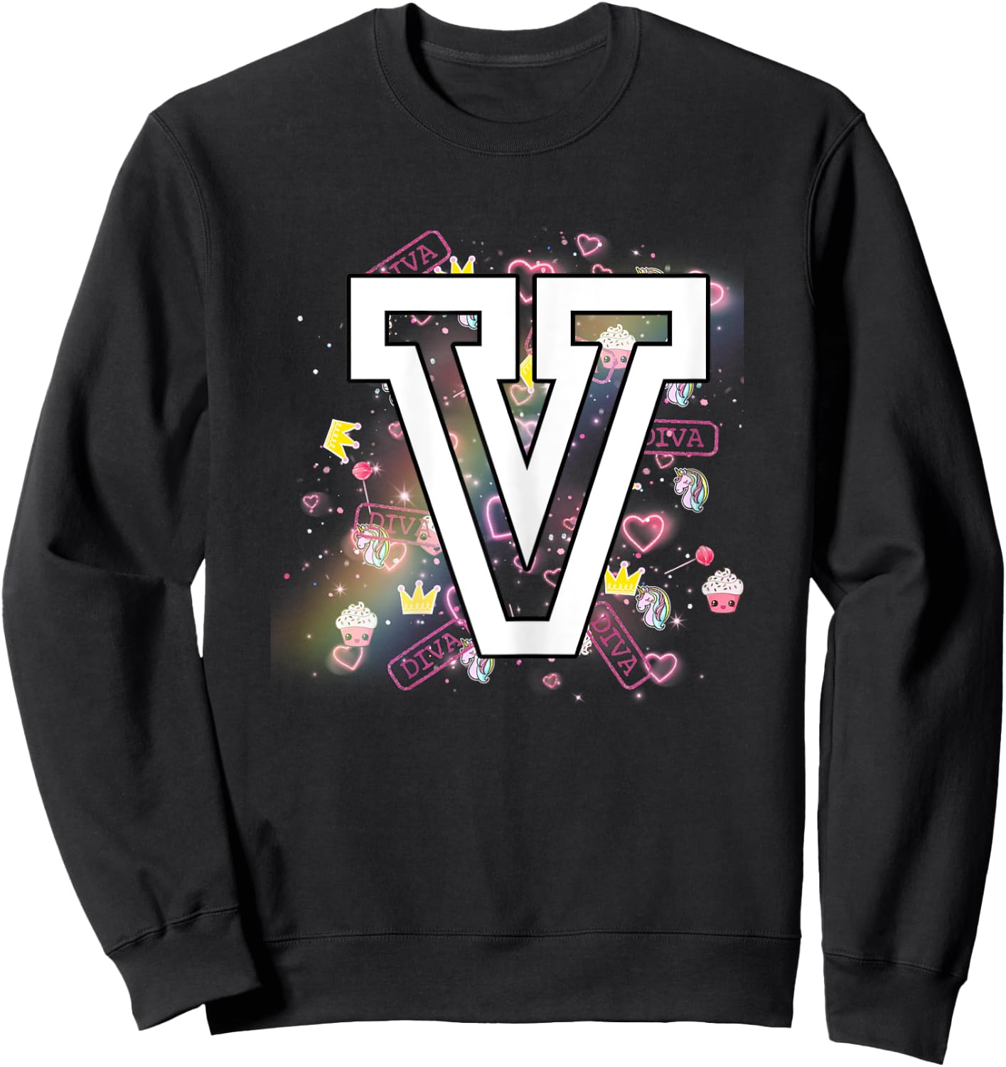 Kids Letter V Clothing For a Girl Who's Name Starts With V Sweatshirt - Sweatshirt | Black