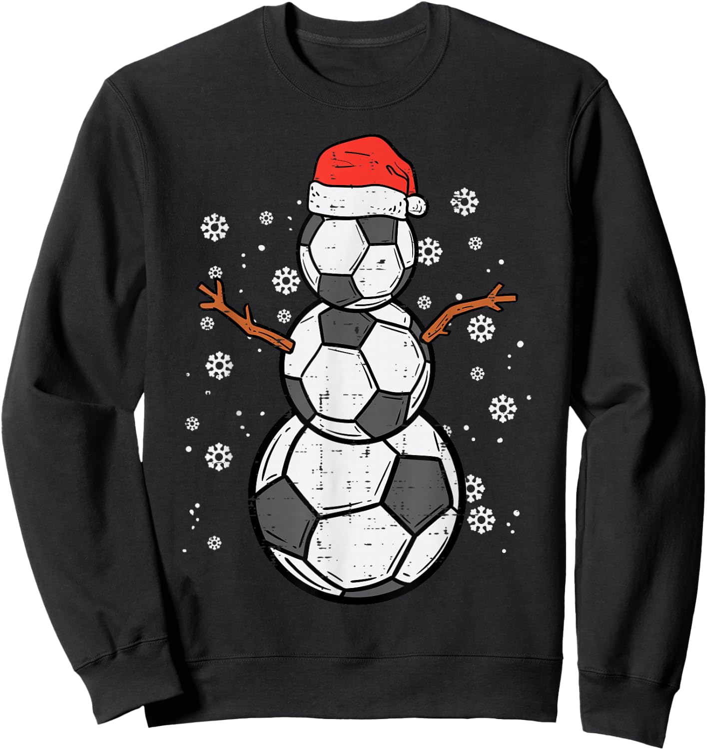 Soccer Snowman Xmas Christmas Sports Boys Girls Men Women Sweatshirt - Sweatshirt | Black