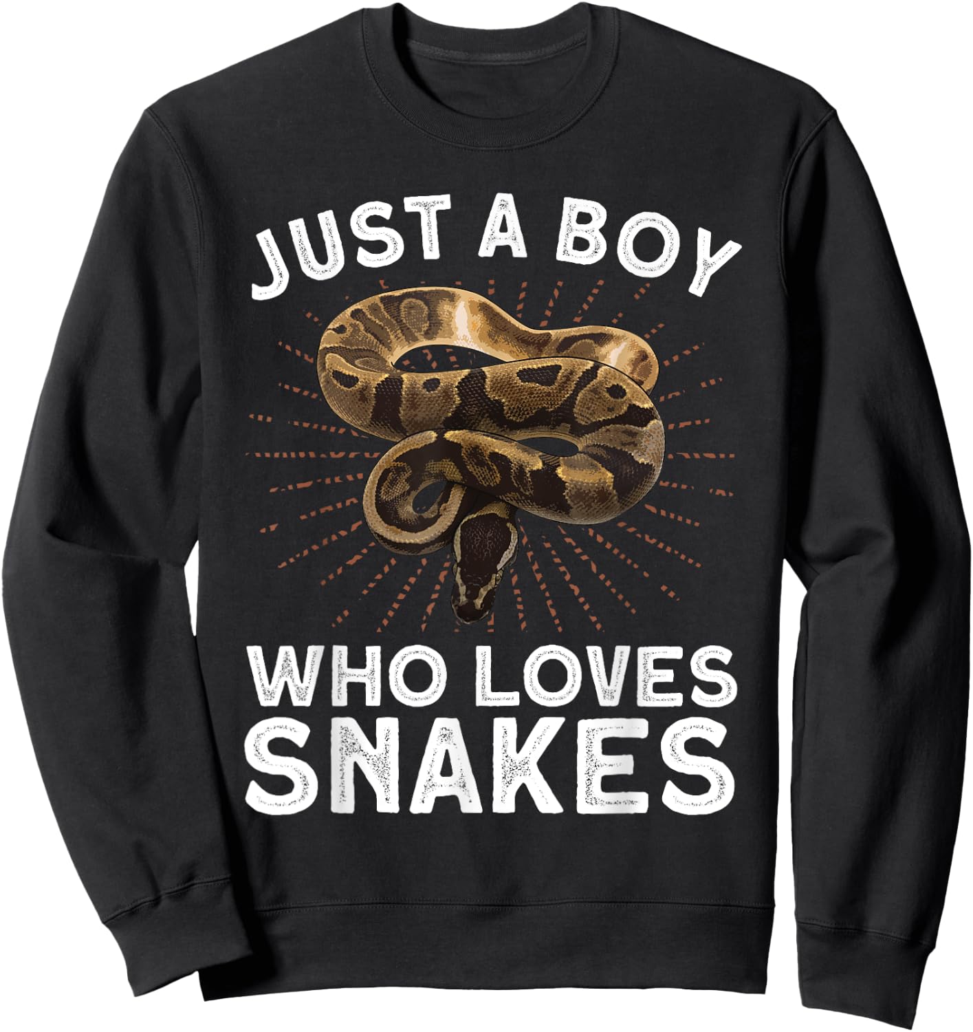 Funny Snake Art For Boys Kids Men Reptile Animal Snake Lover Sweatshirt - Sweatshirt | Black