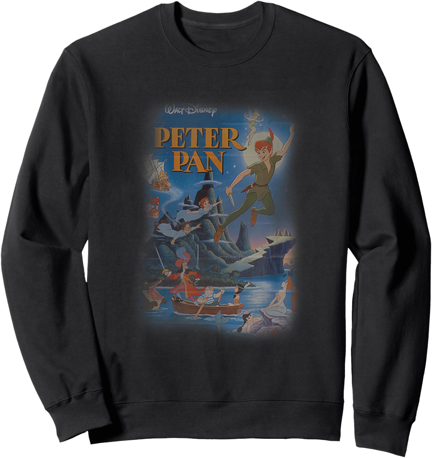Disney Peter Pan Main Characters Never Land Vintage Poster Sweatshirt - Sweatshirt | Black