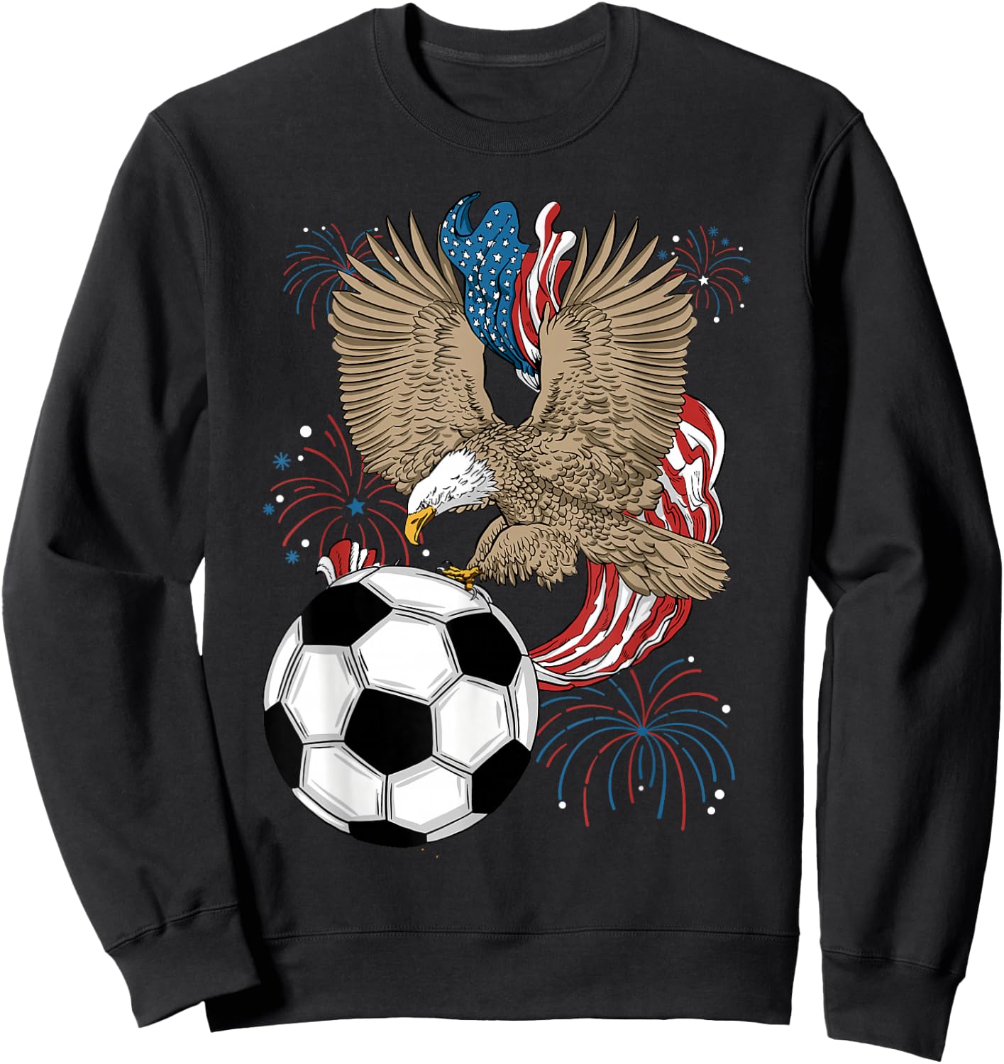 Soccer 4th Of July Eagle USA Flag America Soccer Player Women Kids Men Sweatshirt - Sweatshirt | Black
