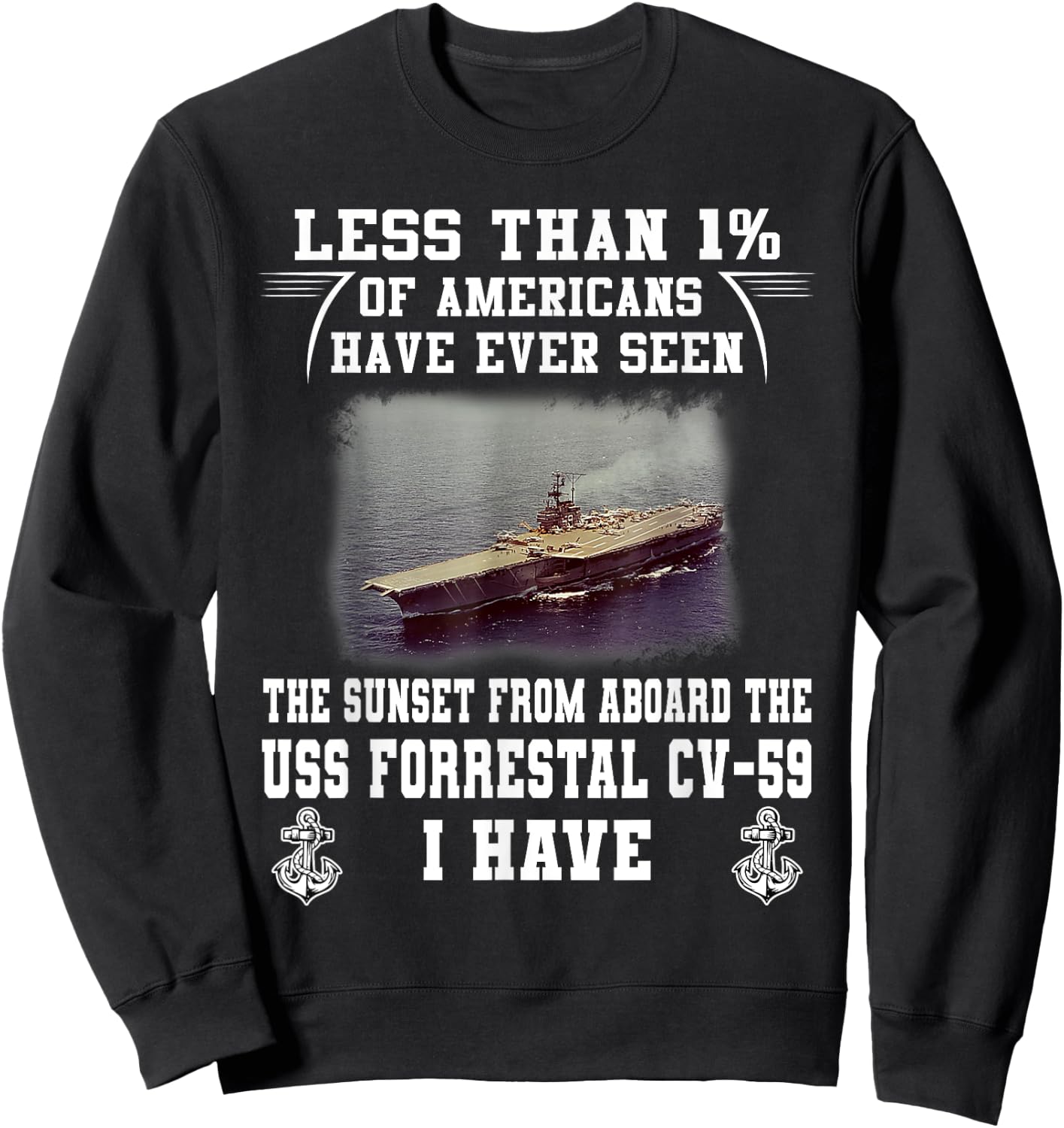 USS Forrestal CV-59 Aircraft Carrier Sweatshirt - Sweatshirt | Black