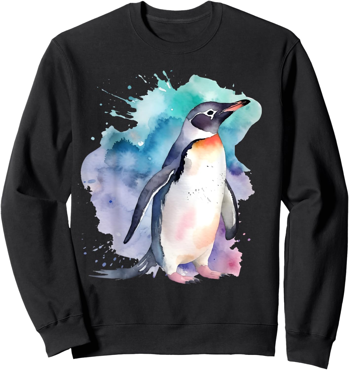 Penguin Watercolor Sweatshirt - Sweatshirt | Black