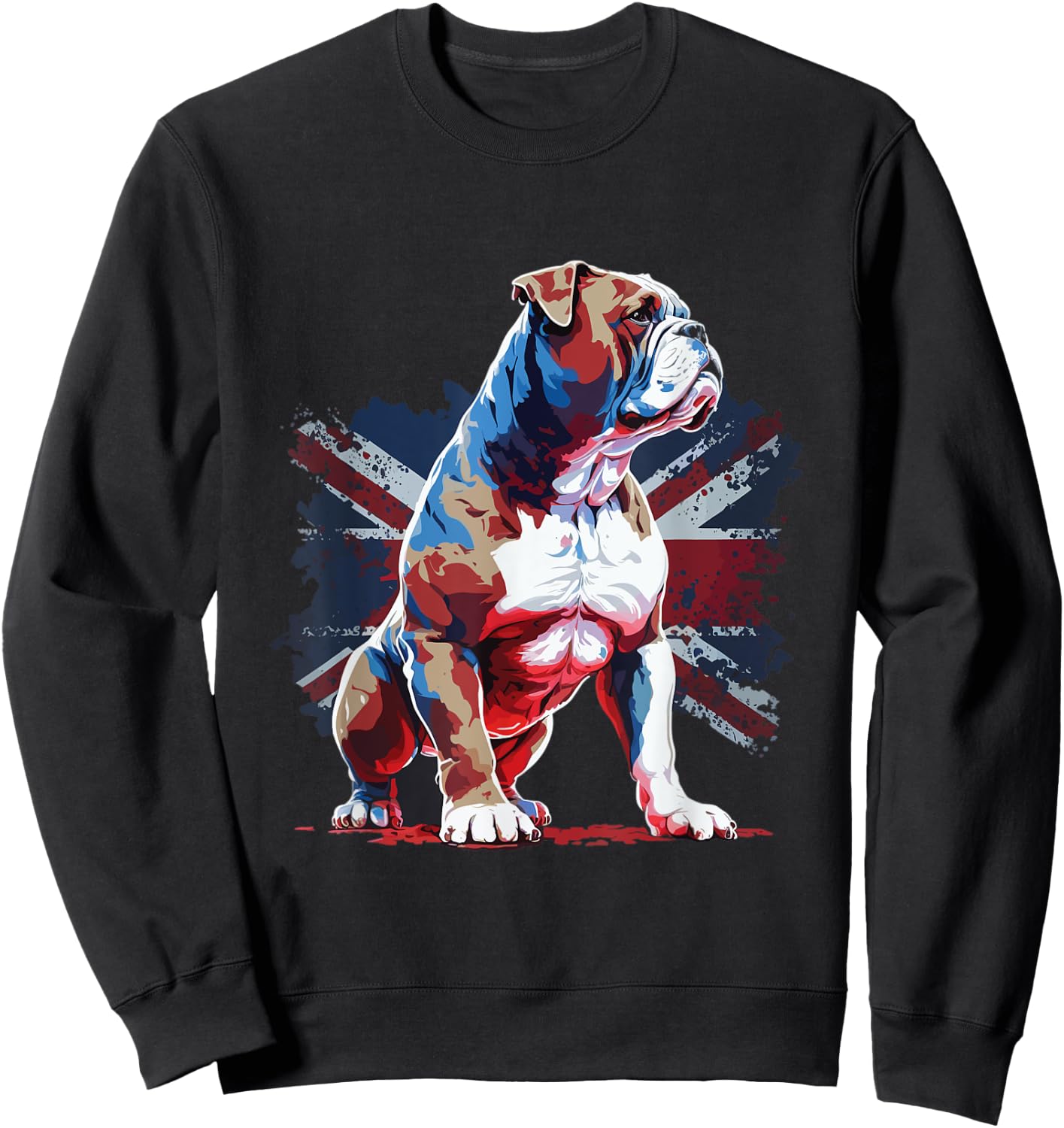British Bulldog with union jack flag Sweatshirt - Sweatshirt | Black