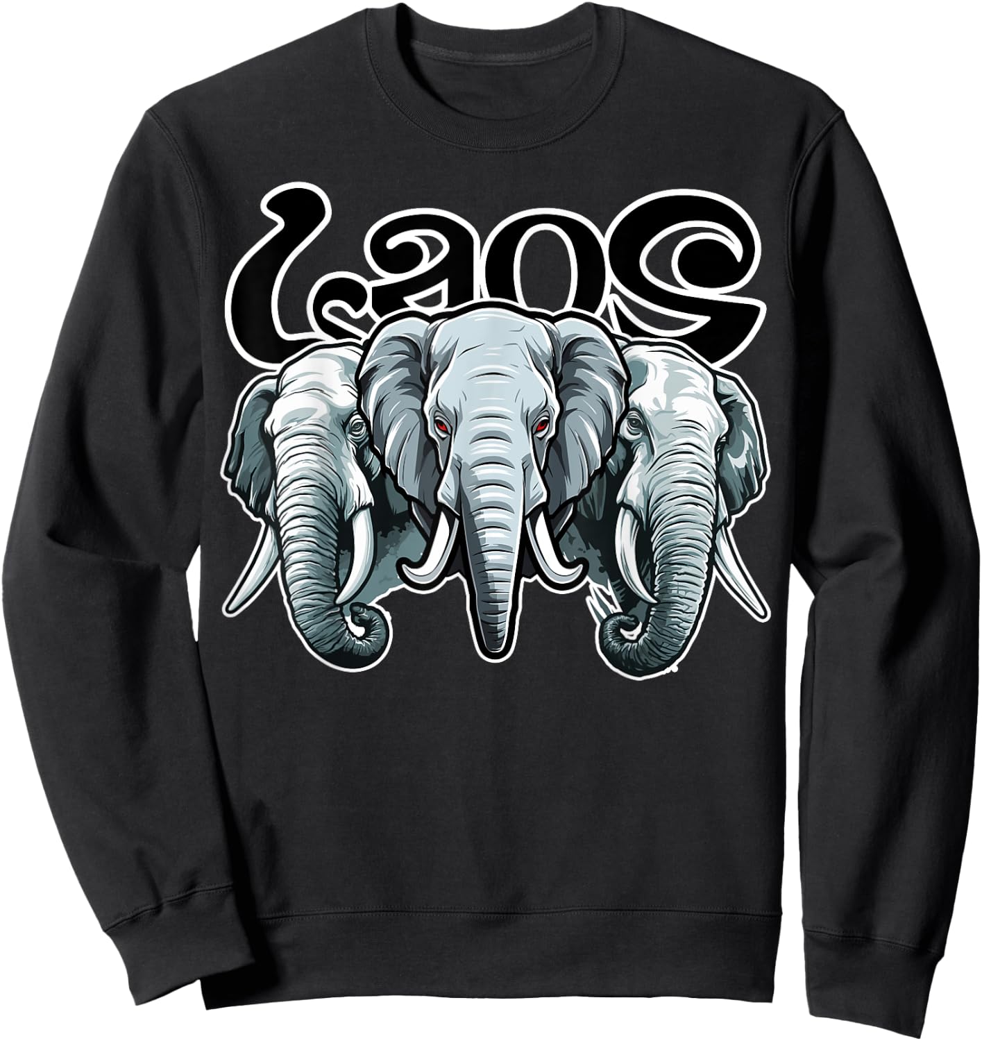 Lao Laos Three Headed Elephant South East Asian Sweatshirt - Sweatshirt | Black
