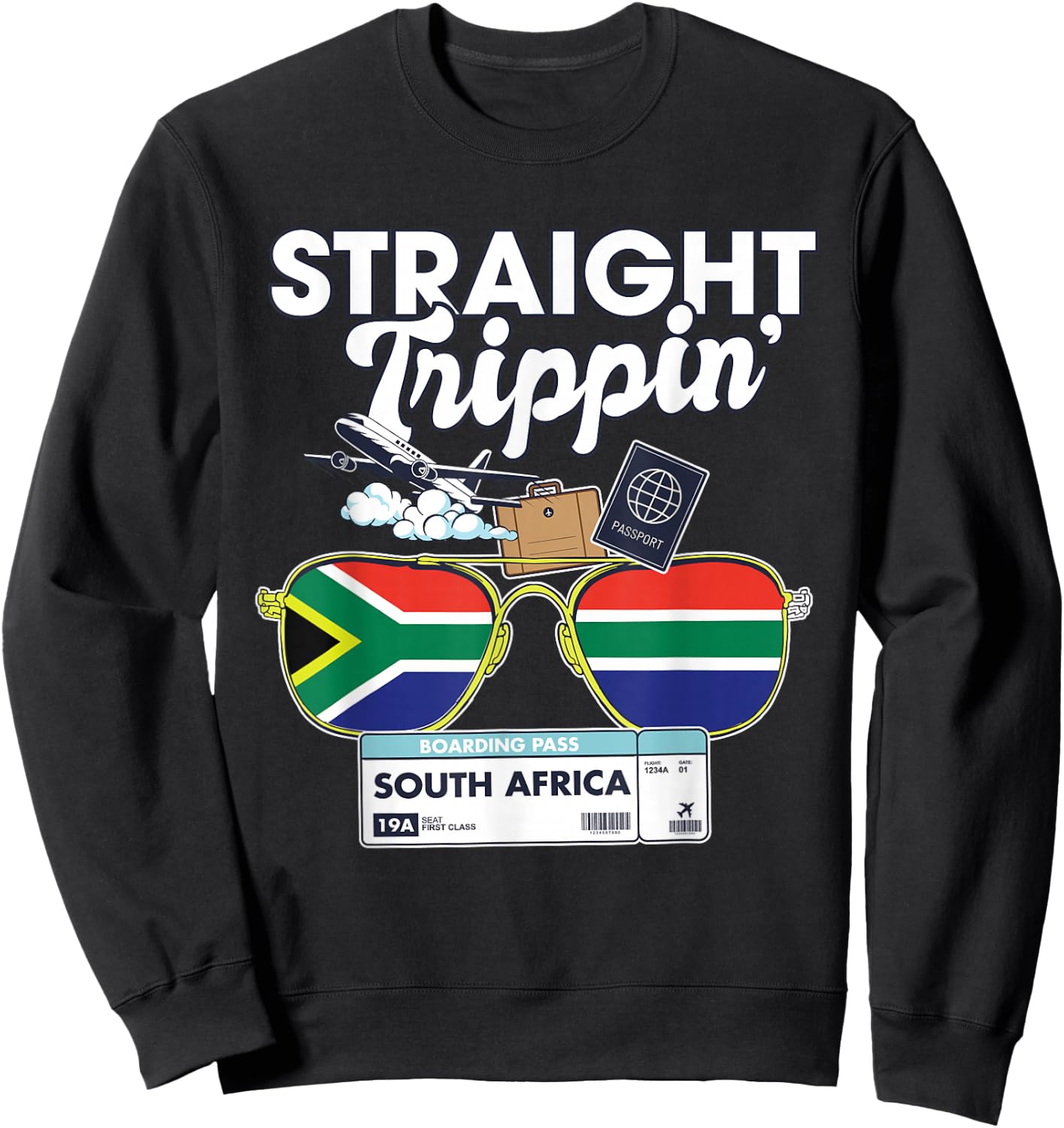 Straight Trippin' South Africa Vacation Tour Travel Trip Sweatshirt - Sweatshirt | Black