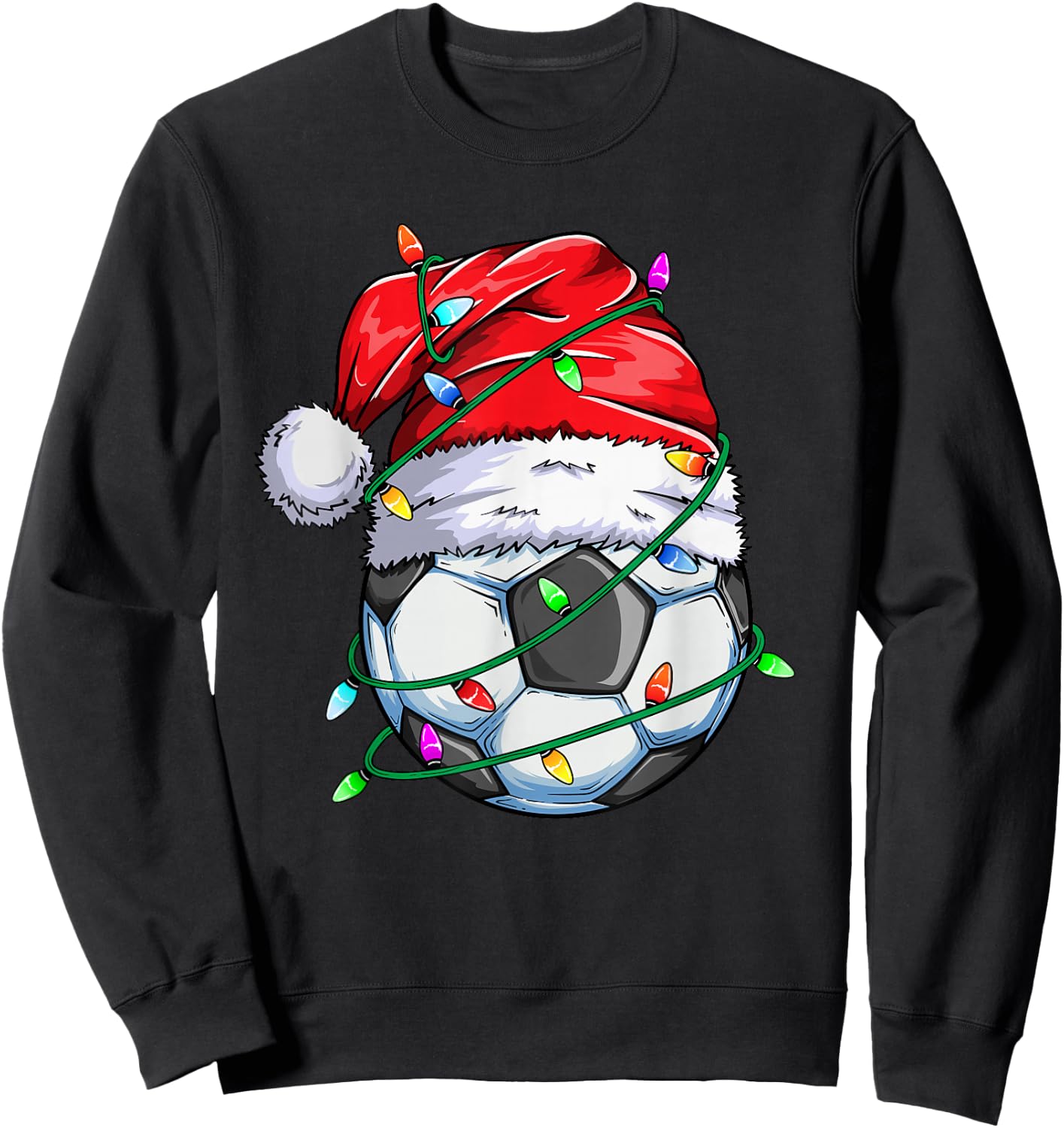 Santa Soccer Ball Sports Design- Christmas Soccer Player Sweatshirt - Sweatshirt | Black