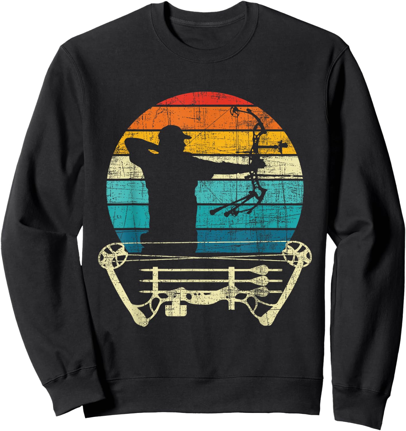Retro Vintage Archery Girl - Bow Arrow Archer Bowhunting Sweatshirt - Sweatshirt | Black
