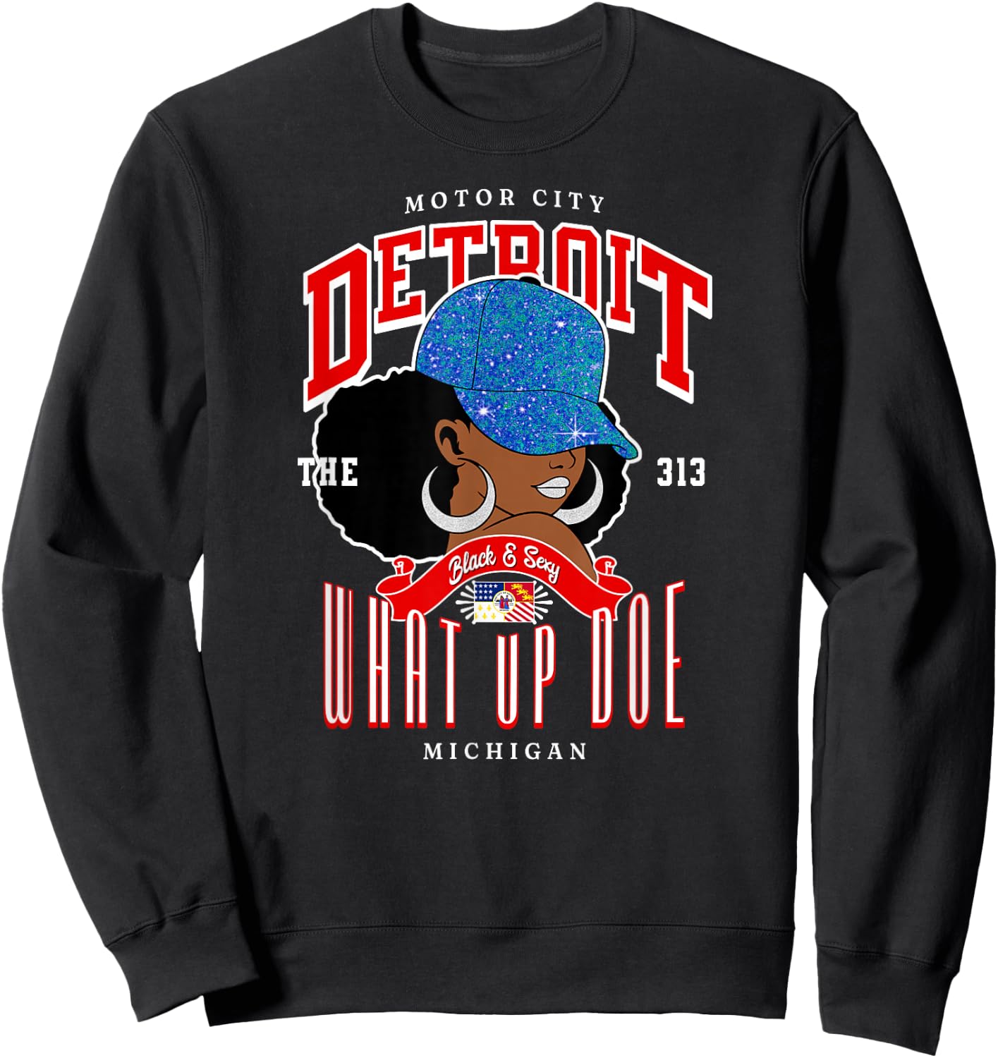 Afro Chic Detroit Roots Women of 313 Sweatshirt - Sweatshirt | Black
