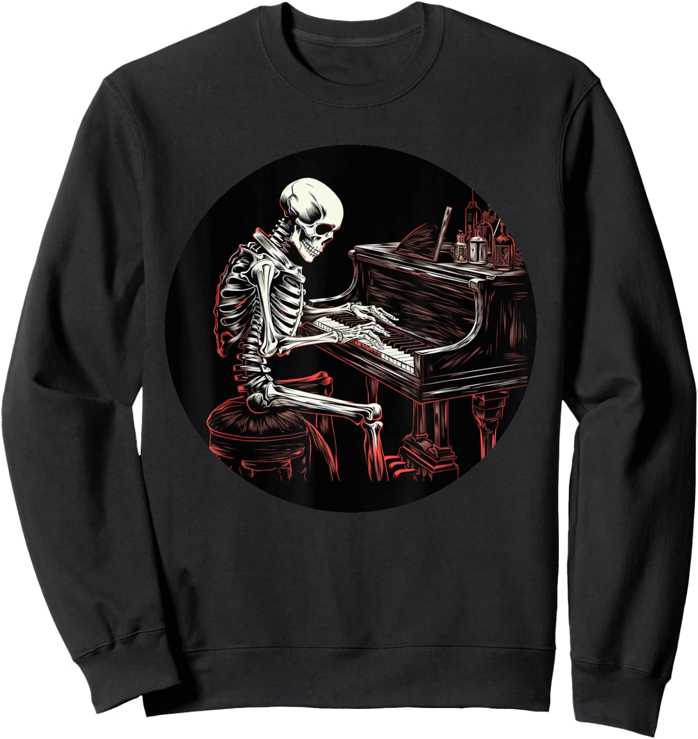 Funny Skeleton with Piano Keyboard for classical Music Fans Sweatshirt - Sweatshirt | Black
