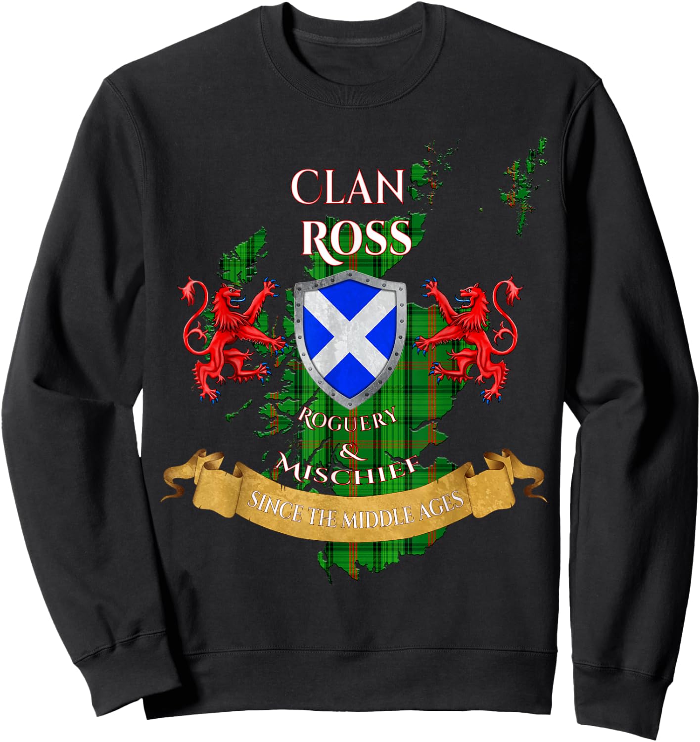 Ross Scottish Family Clan Middle Ages Mischief Sweatshirt - Sweatshirt | Black