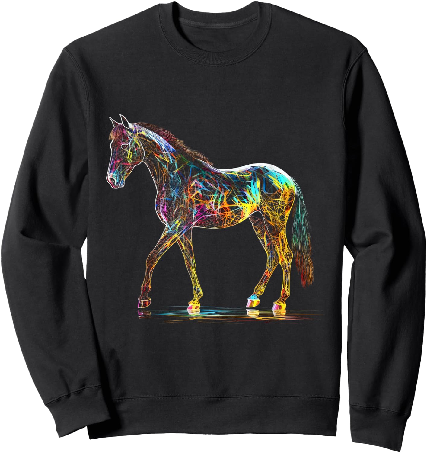 Horse Art Colourful Horse Motif Artwork Horse Sweatshirt - Sweatshirt | Black