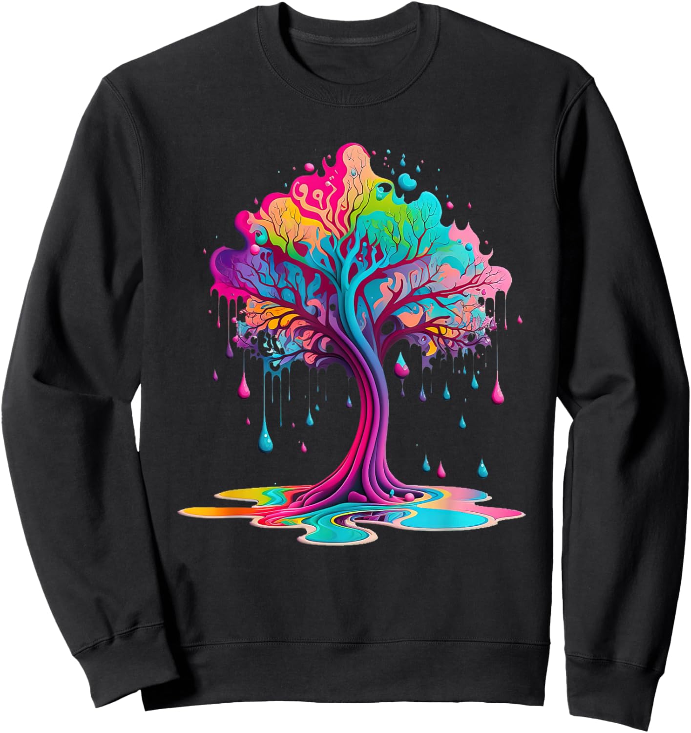 Paint Drip Tree , Paint Splash Tree of Life Sweatshirt - Sweatshirt | Black