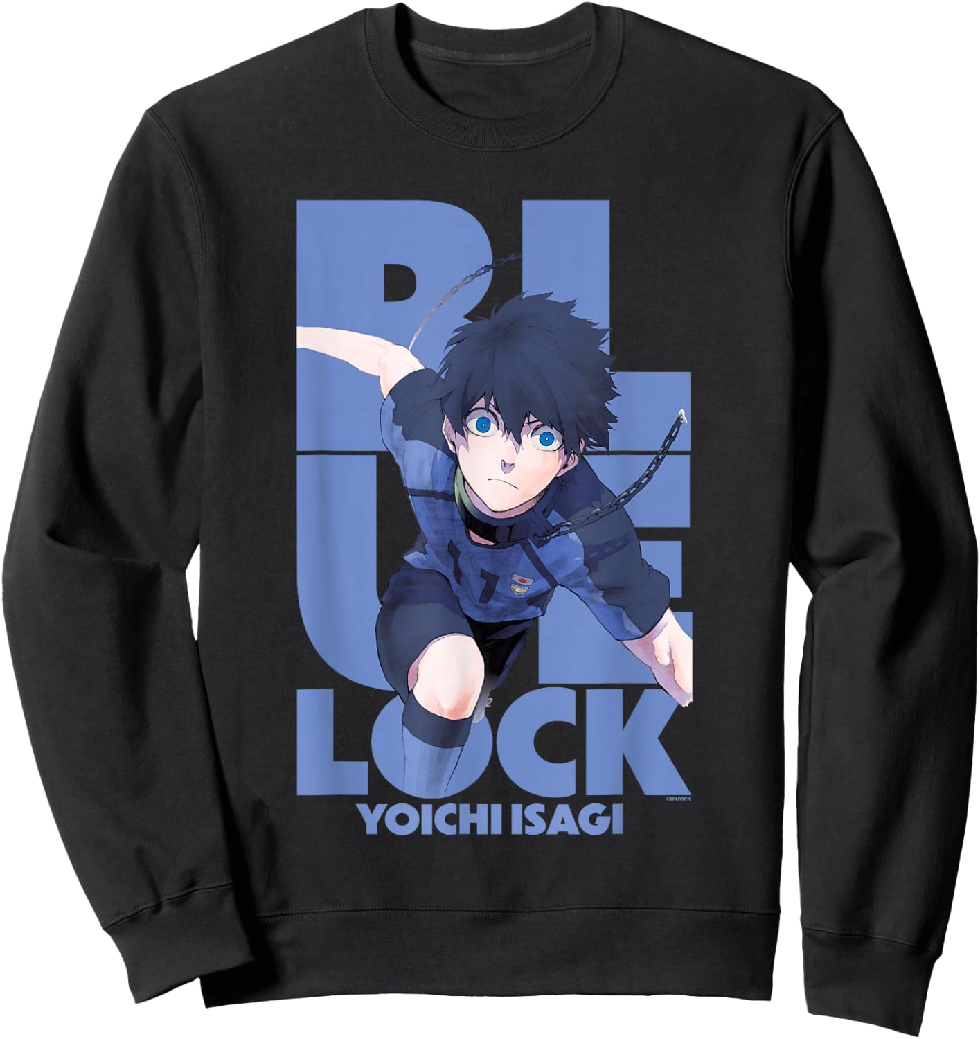 Blue Lock Yoichi Isagi Running Through Big Chest Portrait Sweatshirt - Sweatshirt | Black