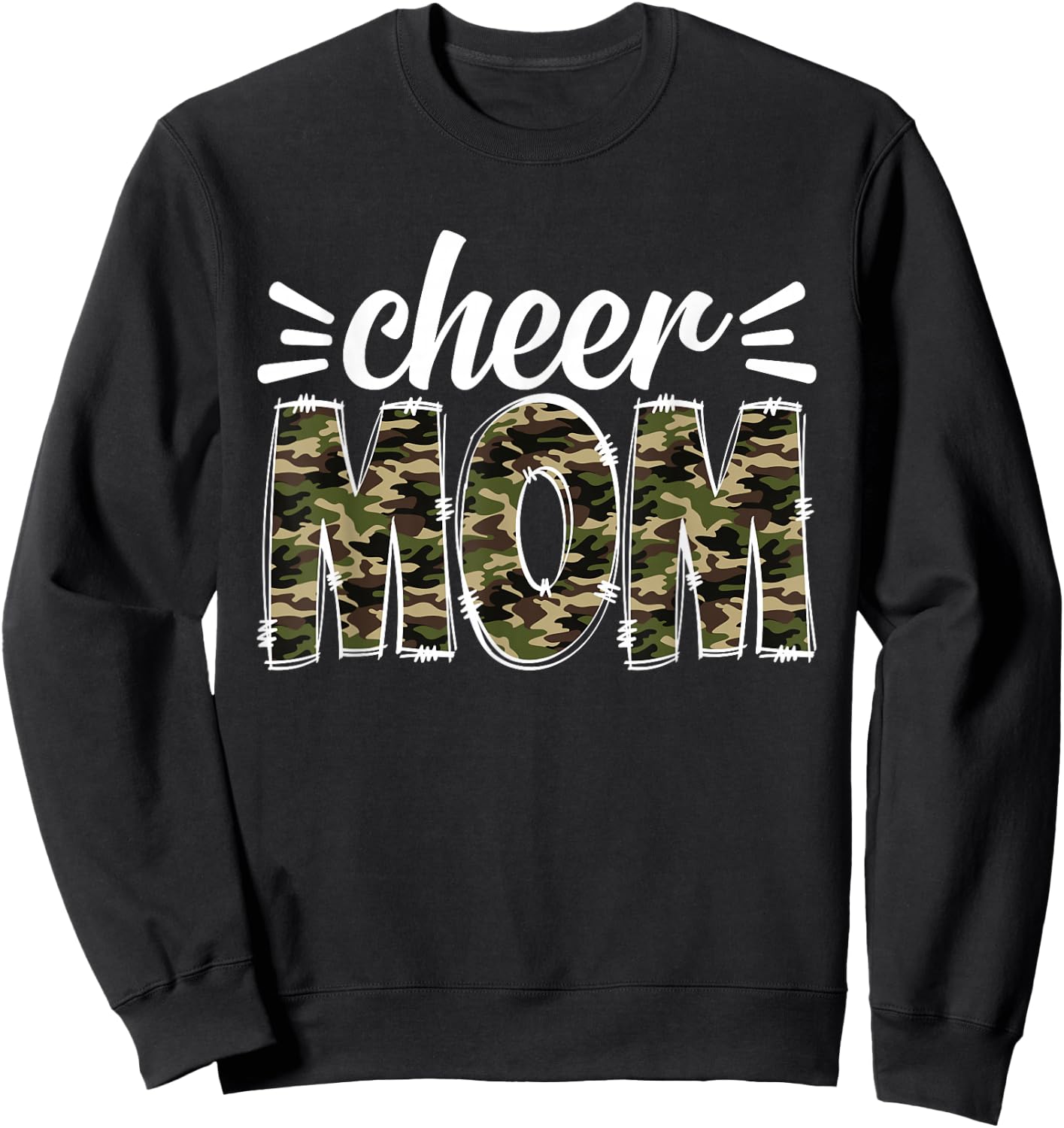 Cheer Mom Camouflage Cheer Crew Cheerleader Mother's Day Sweatshirt - Sweatshirt | Black