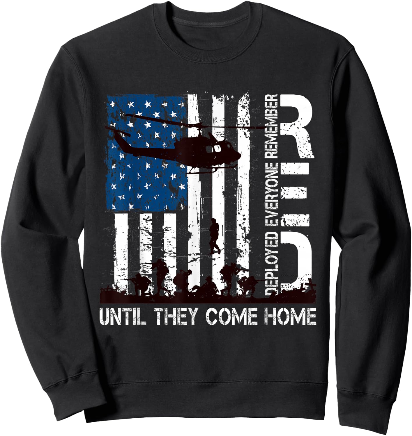 Red Friday Until They Come Home Distressed R.E.D. US Flag Sweatshirt - Sweatshirt | Black
