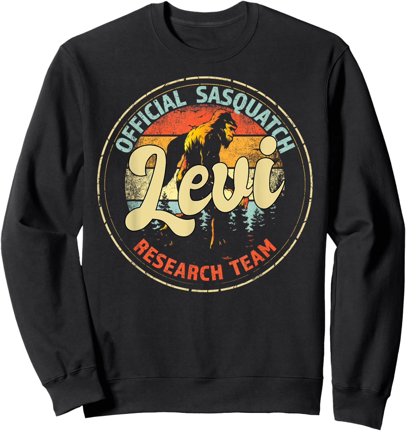 Levi Sasquatch Research Team Personalized Bigfoot Sweatshirt - Sweatshirt | Black
