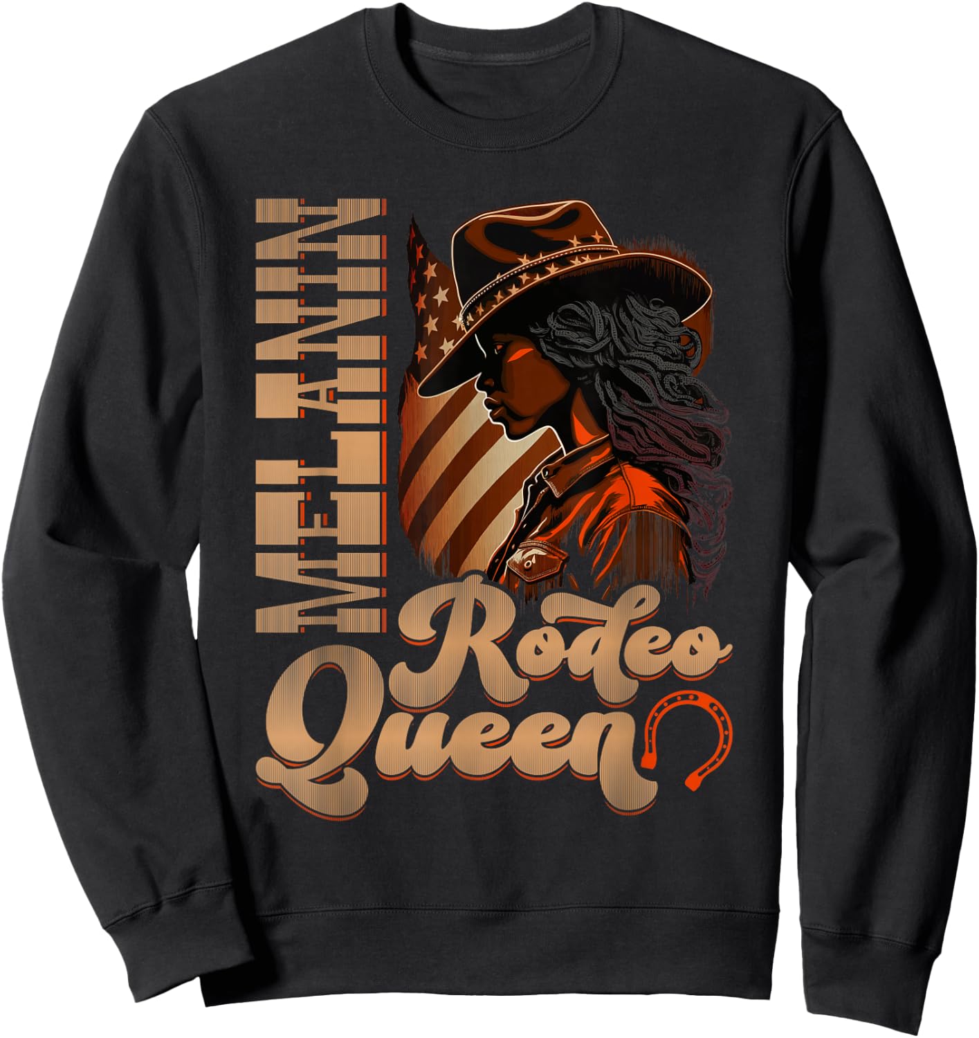 Melanin Rodeo Queen Country African-American Cowgirl Sweatshirt - Sweatshirt | Black