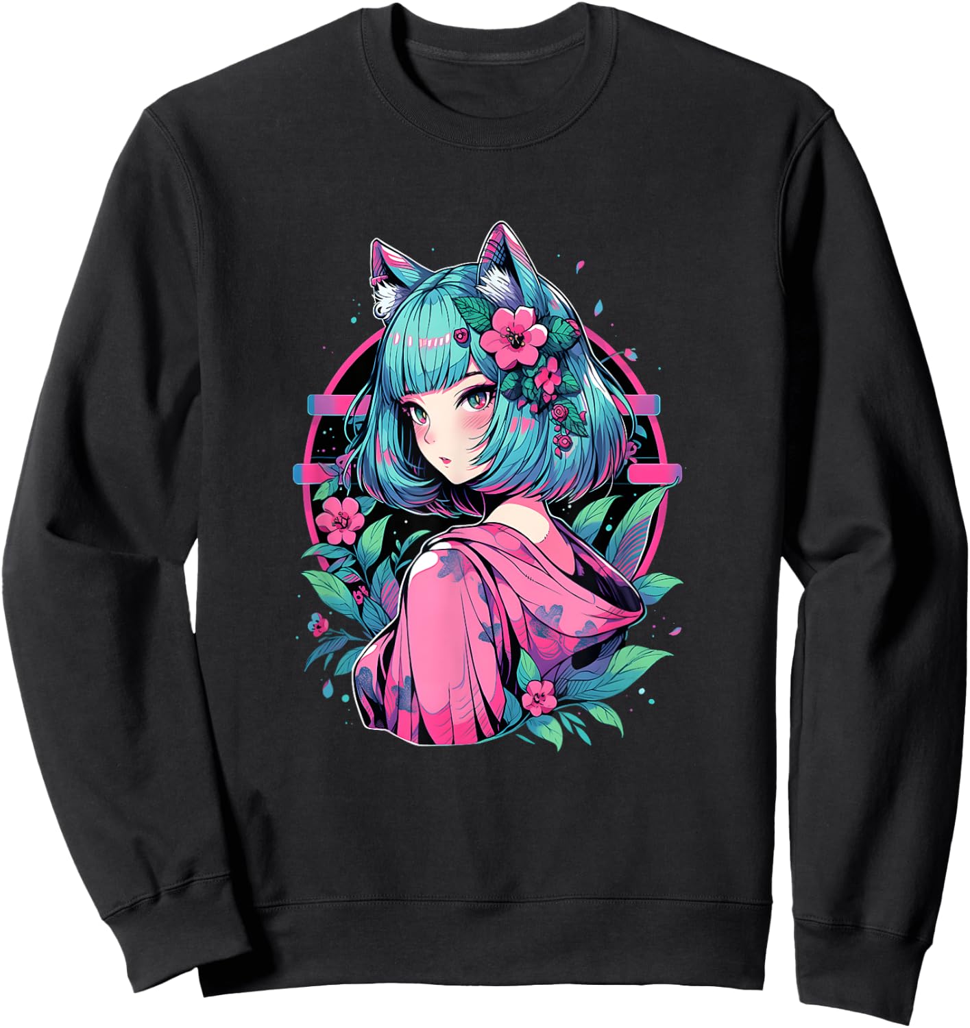 Anime Girl Anime Otaku Japanese Aesthetic Sweatshirt - Sweatshirt | Black