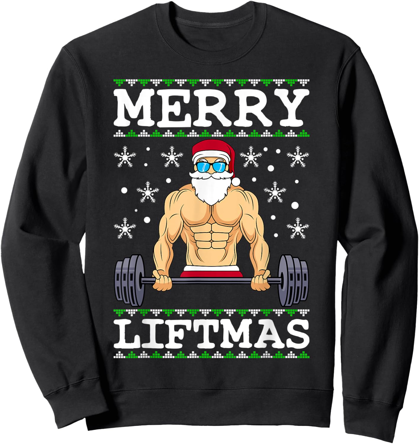 Merry Liftmas Bodybuilder Wiehnachten Ugly Christmas Sweatshirt - Sweatshirt | Black