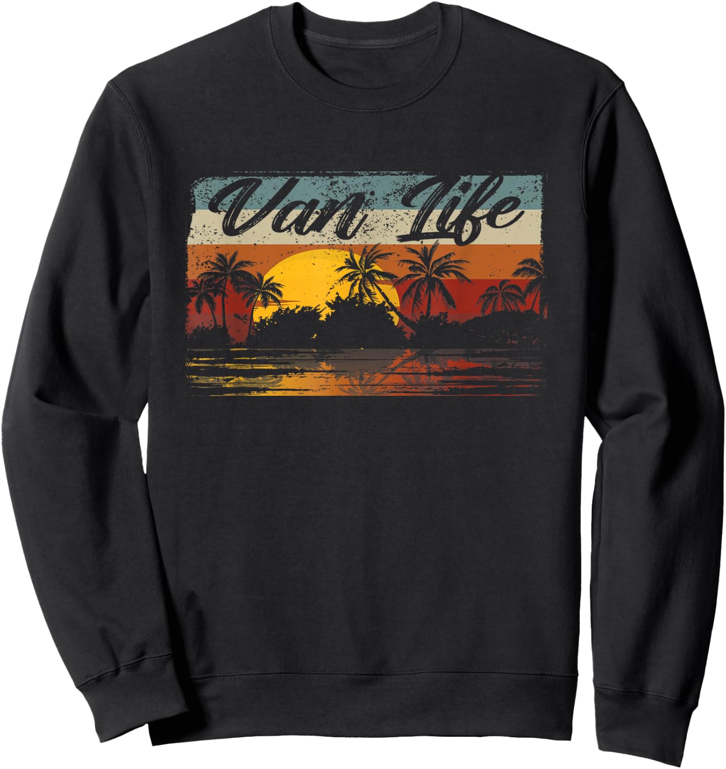 Retro Vintage Van Life is The Real Adventure Sweatshirt - Sweatshirt | Black