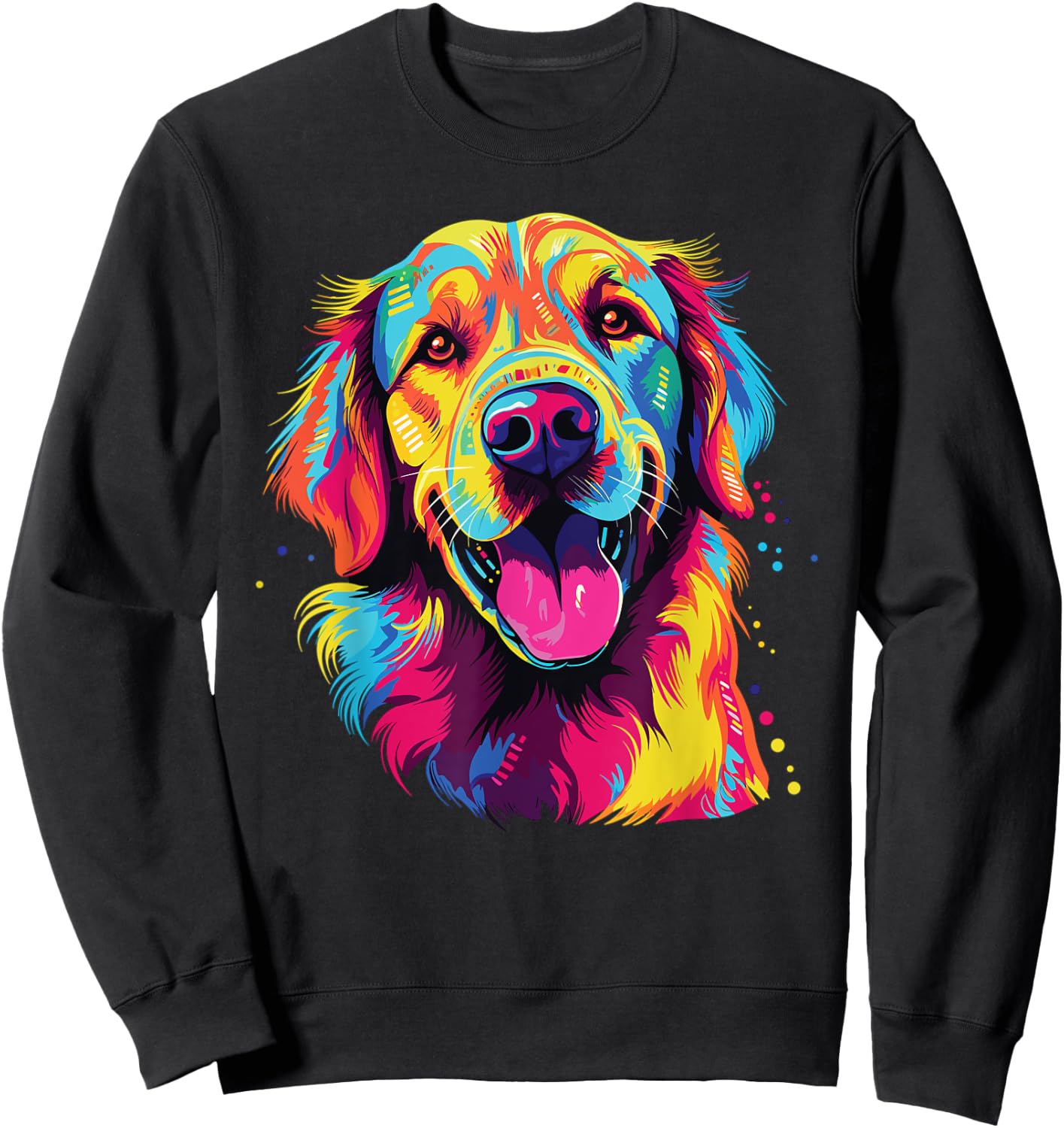 Watercolor Colorful Golden Retriever Dog Men Women Girls Kids Sweatshirt - Sweatshirt | Black