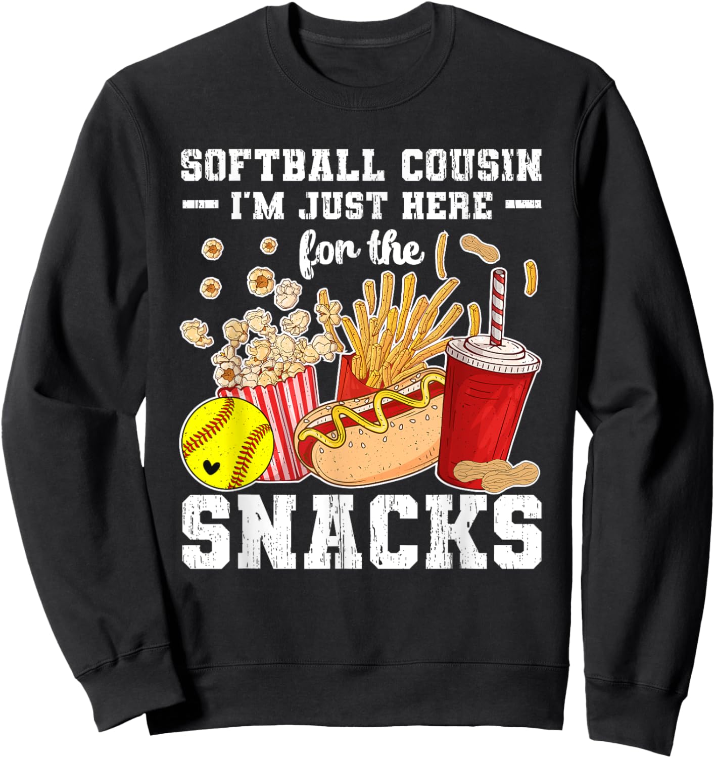 Softball Cousin Funny Cousin Of A Softball Player Cousin Sweatshirt - Sweatshirt | Black