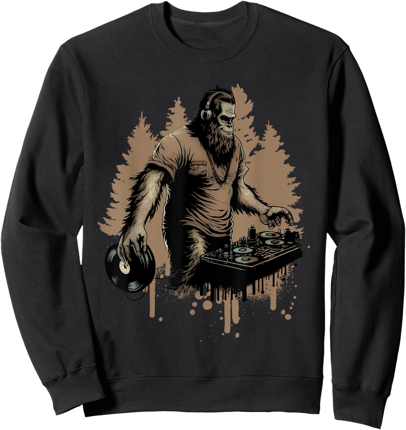 DJ Bigfoot Sasquatch Music lover Sweatshirt - Sweatshirt | Black