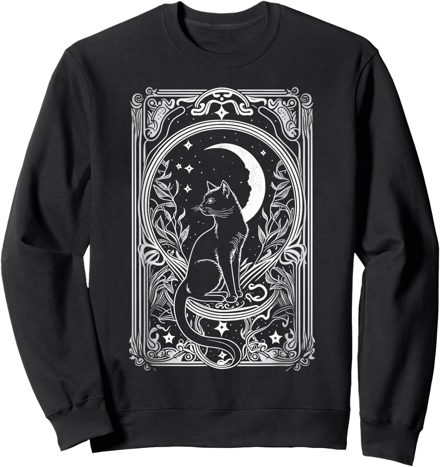 Cute Cat Lover, Moon Tarot Card, Cat Tarot Card Crescet Moon Sweatshirt - Sweatshirt | Black