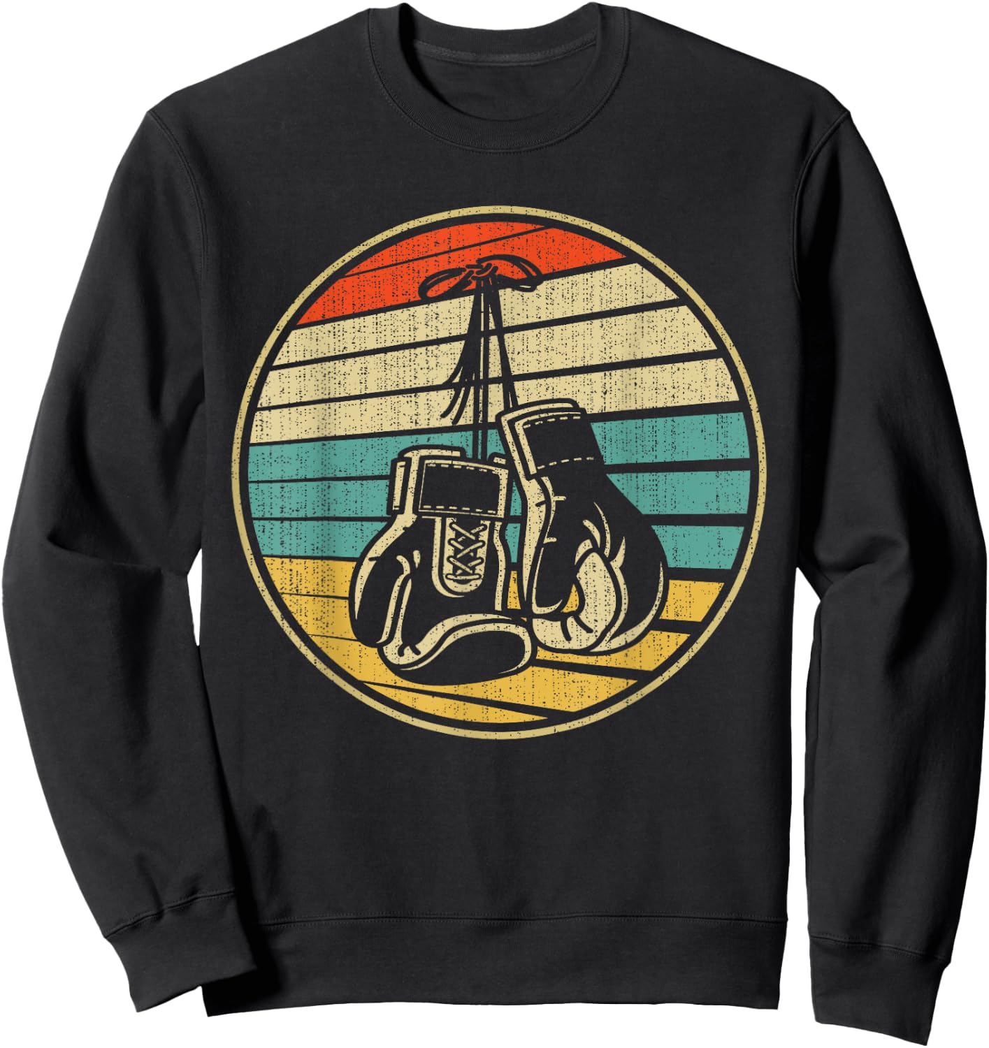 Vintage Retro 60s 70s Style Boxing Gloves Boxer Player Lover Sweatshirt - Sweatshirt | Black