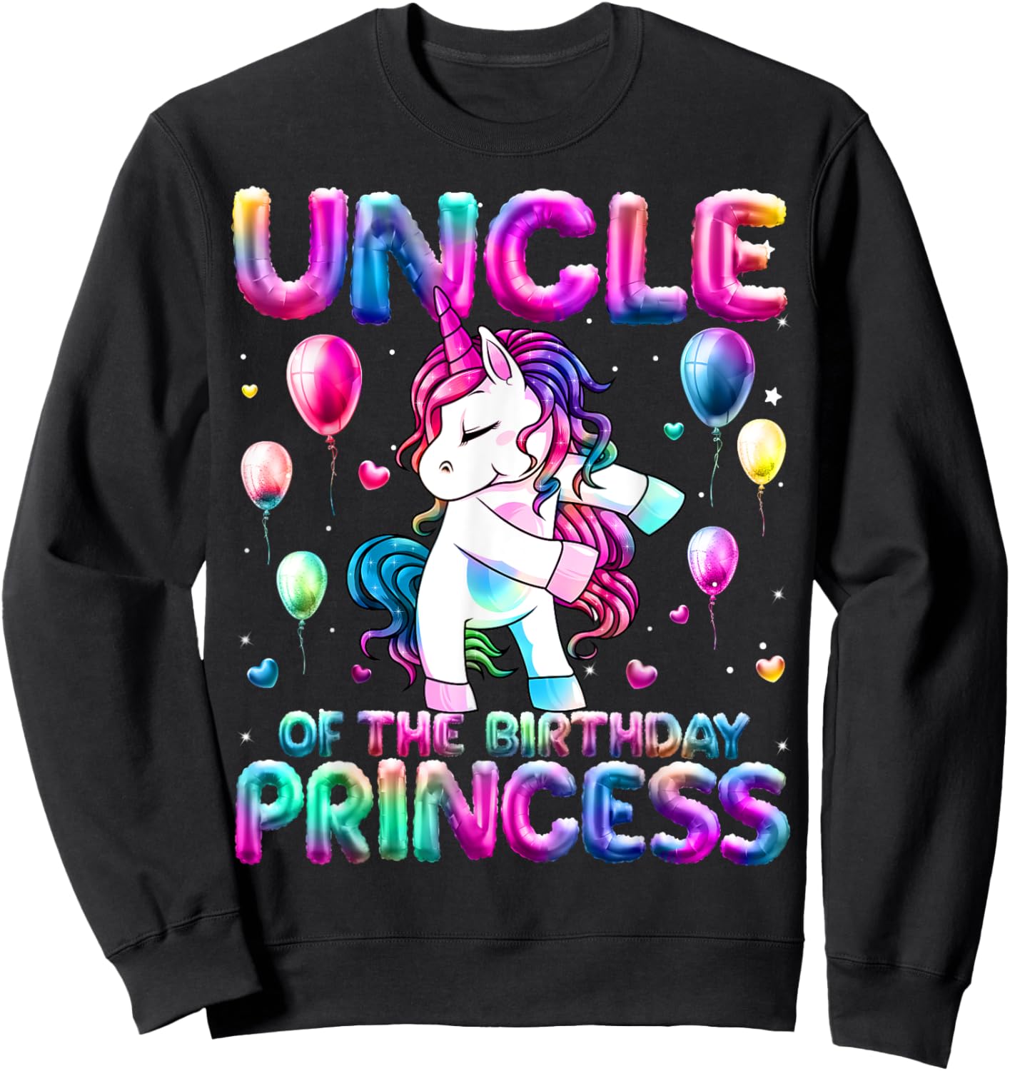 Uncle of the Birthday Princess Girl Flossing Unicorn Uncle Sweatshirt - Sweatshirt | Black