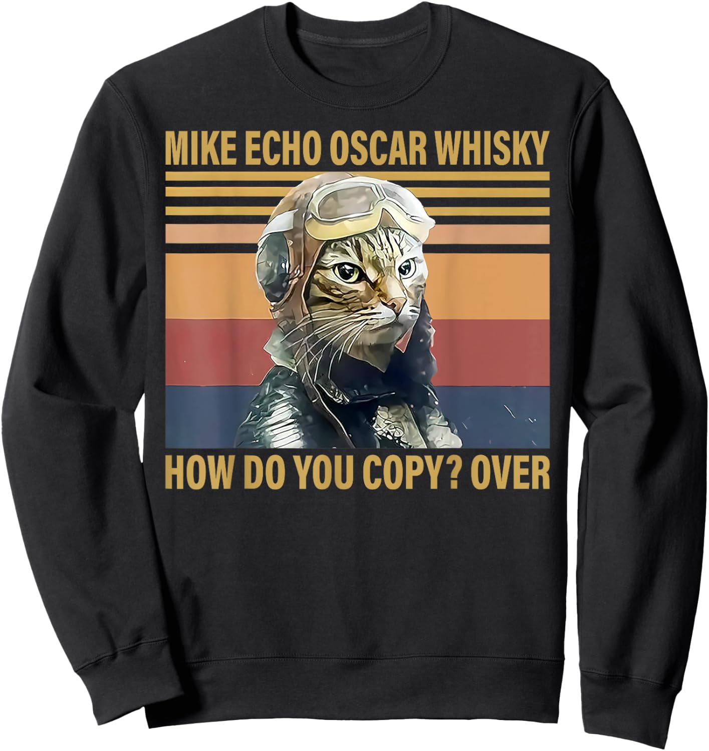 Cat Mike Echo Oscar Whisky How Do You Copy Over Vintage Sweatshirt - Sweatshirt | Black