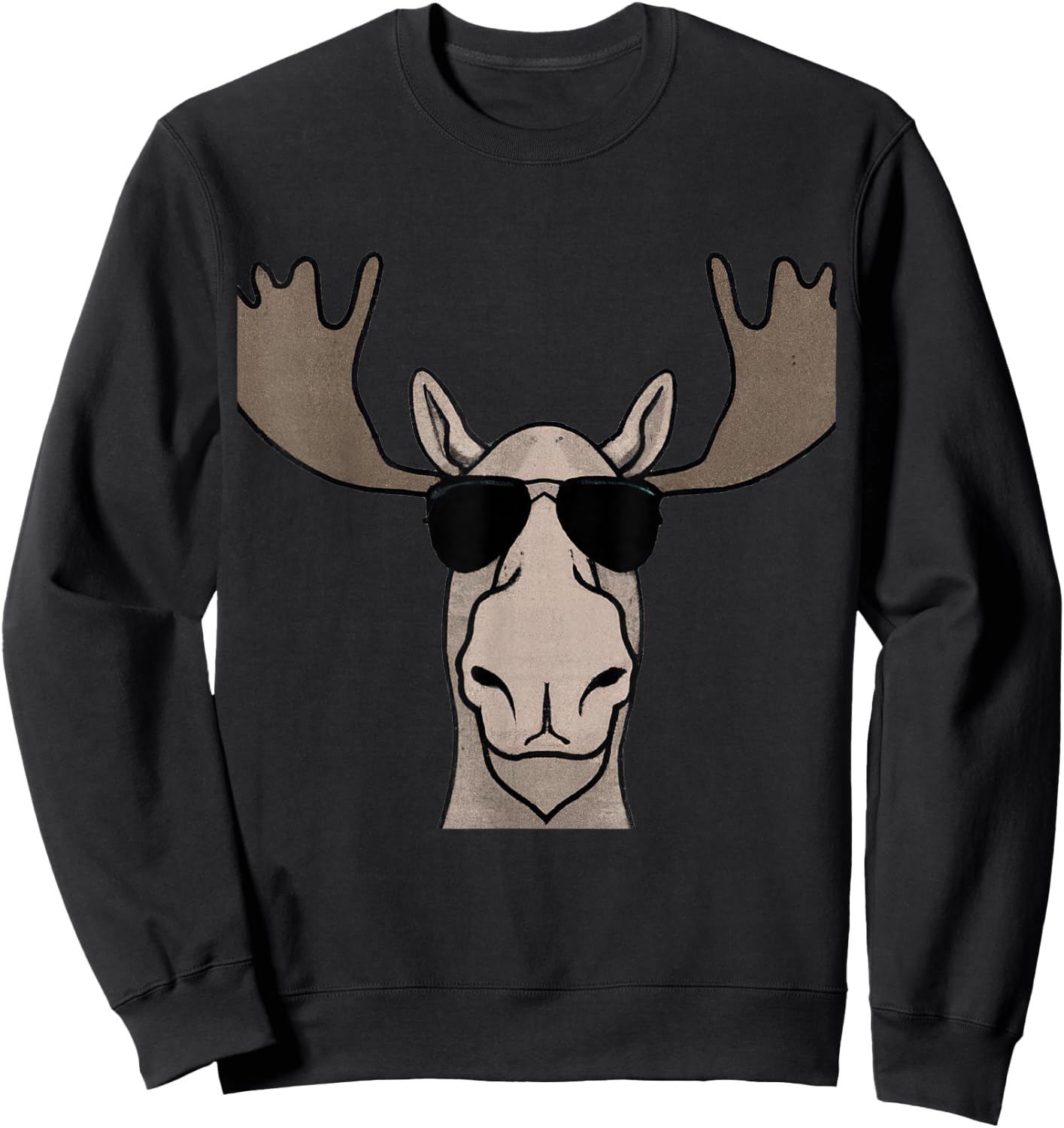 Moose Wearing Sunglasses Shades Retro Vintage Moose Sweatshirt - Sweatshirt | Black