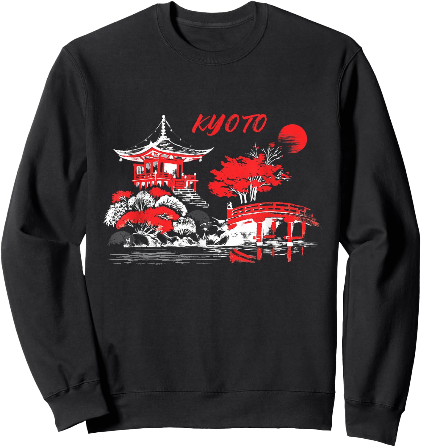 Vintage Kyoto Landscape Japan Autumn Scenery Travel Apparel Sweatshirt - Sweatshirt | Black