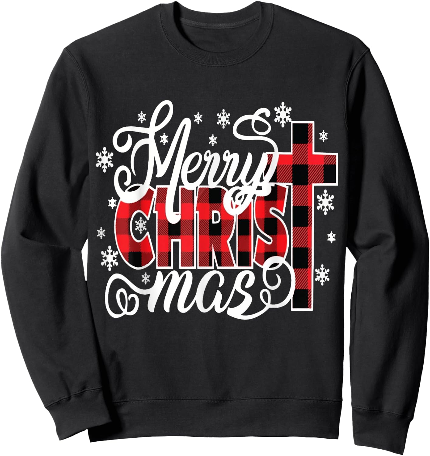 Merry Christ Mas Christian Jesus Christmas PJs Xmas Pajamas Sweatshirt - Sweatshirt | Black