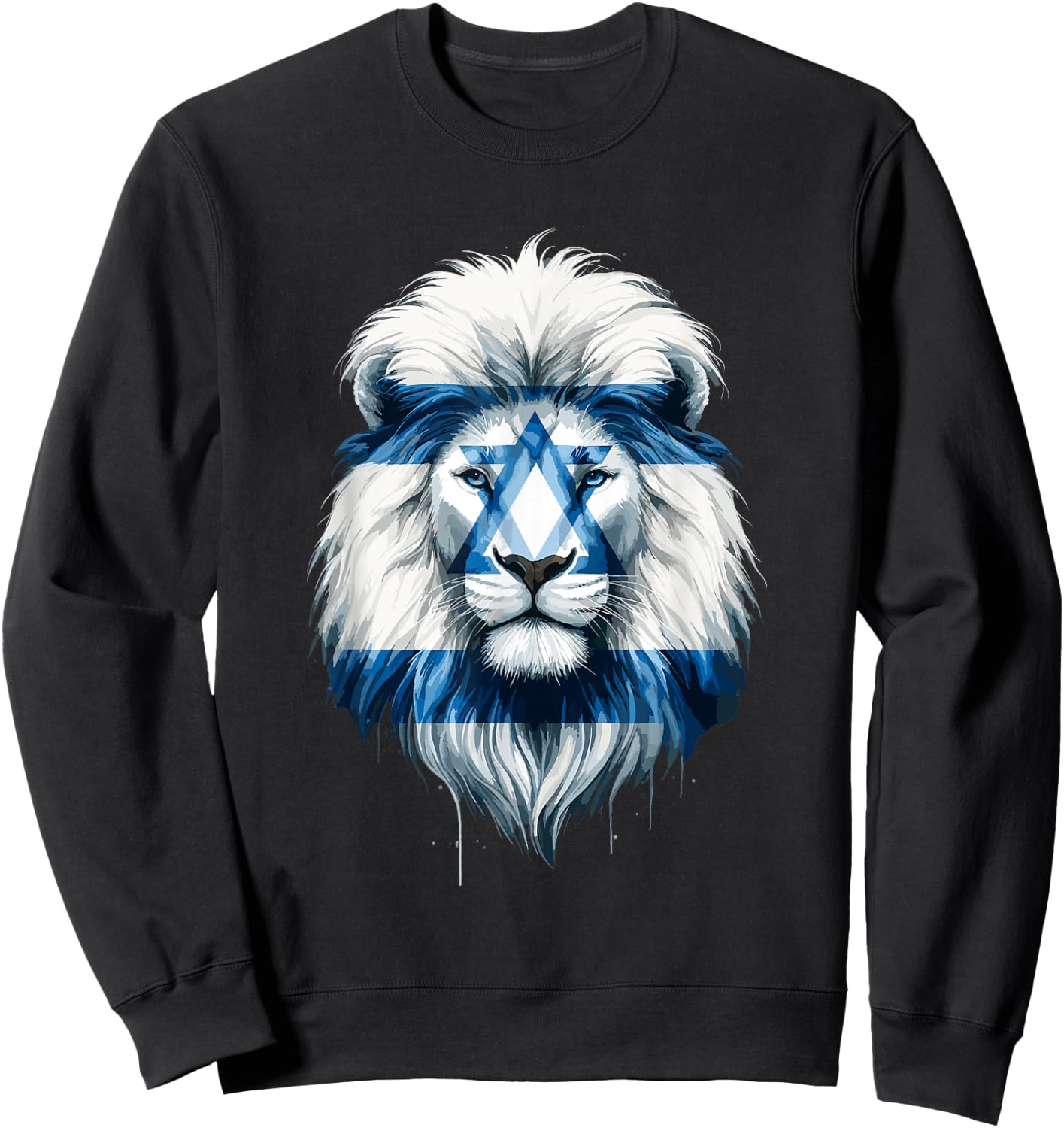 Jewish Israel Flag Lion David Star Yisrael Proud Israelites Sweatshirt - Sweatshirt | Black