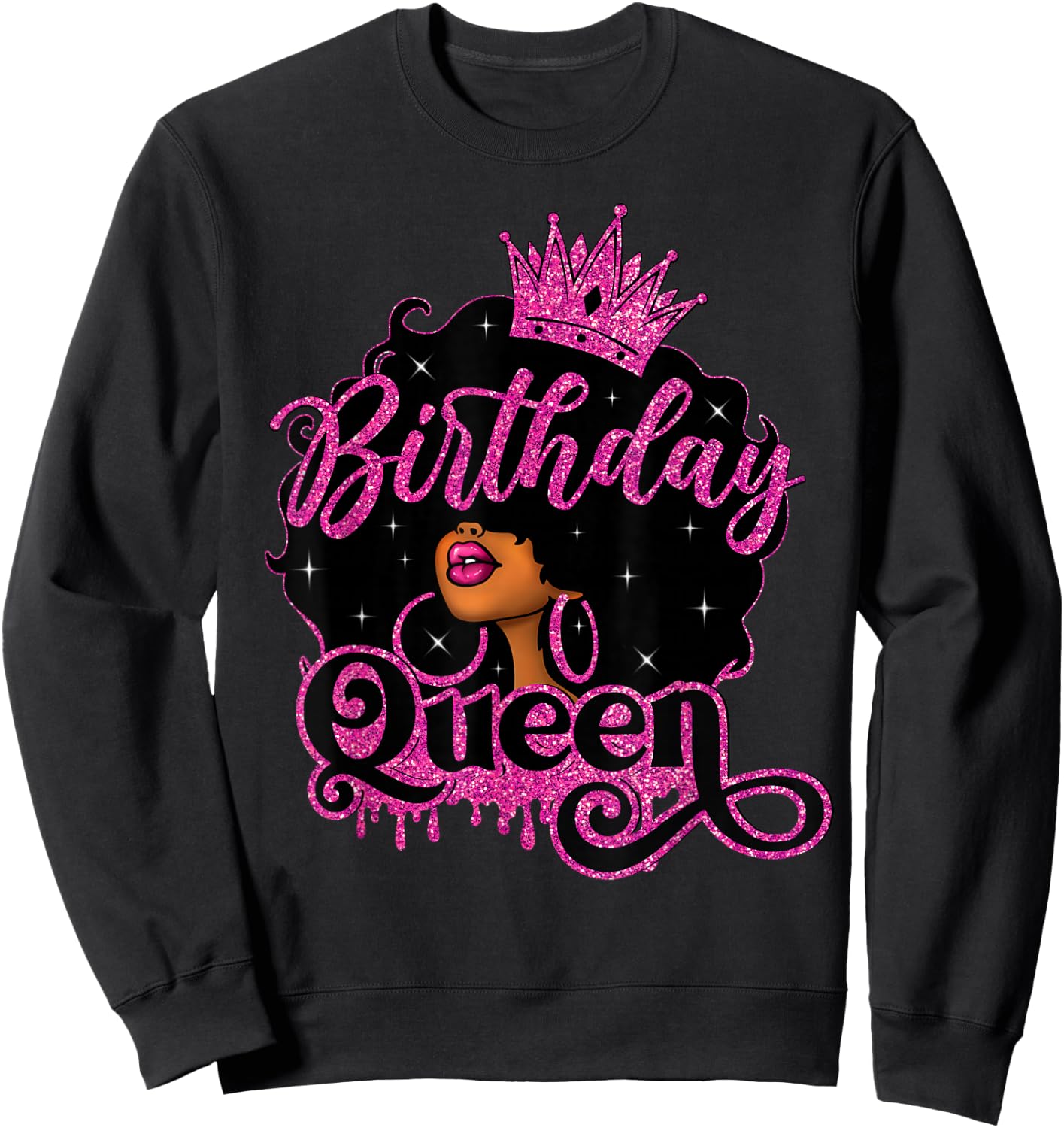 African American Black Queen Birthday Afro Women Girls Sweatshirt - Sweatshirt | Black