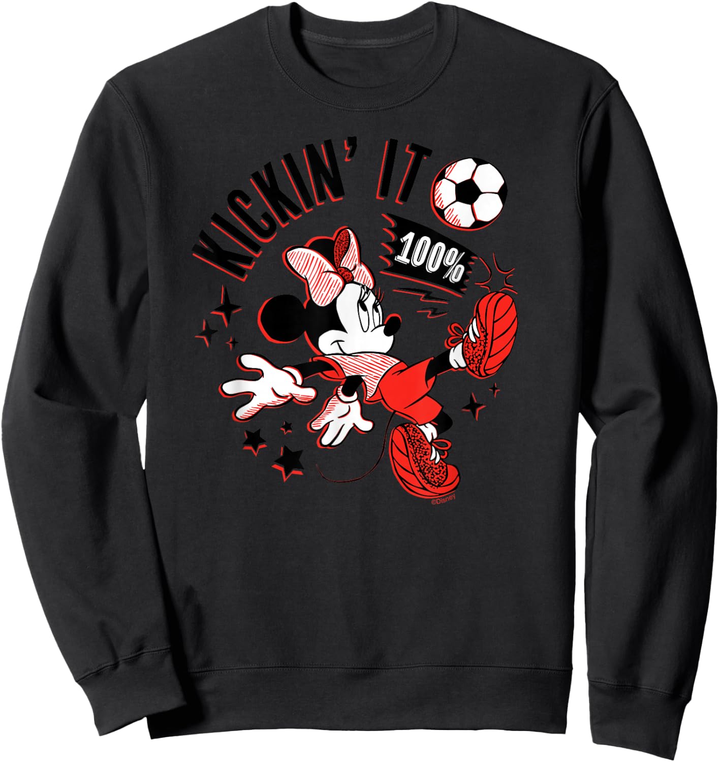 Disney Minnie Mouse Sports Soccer Kickin' It 100% Football Sweatshirt - Sweatshirt | Black