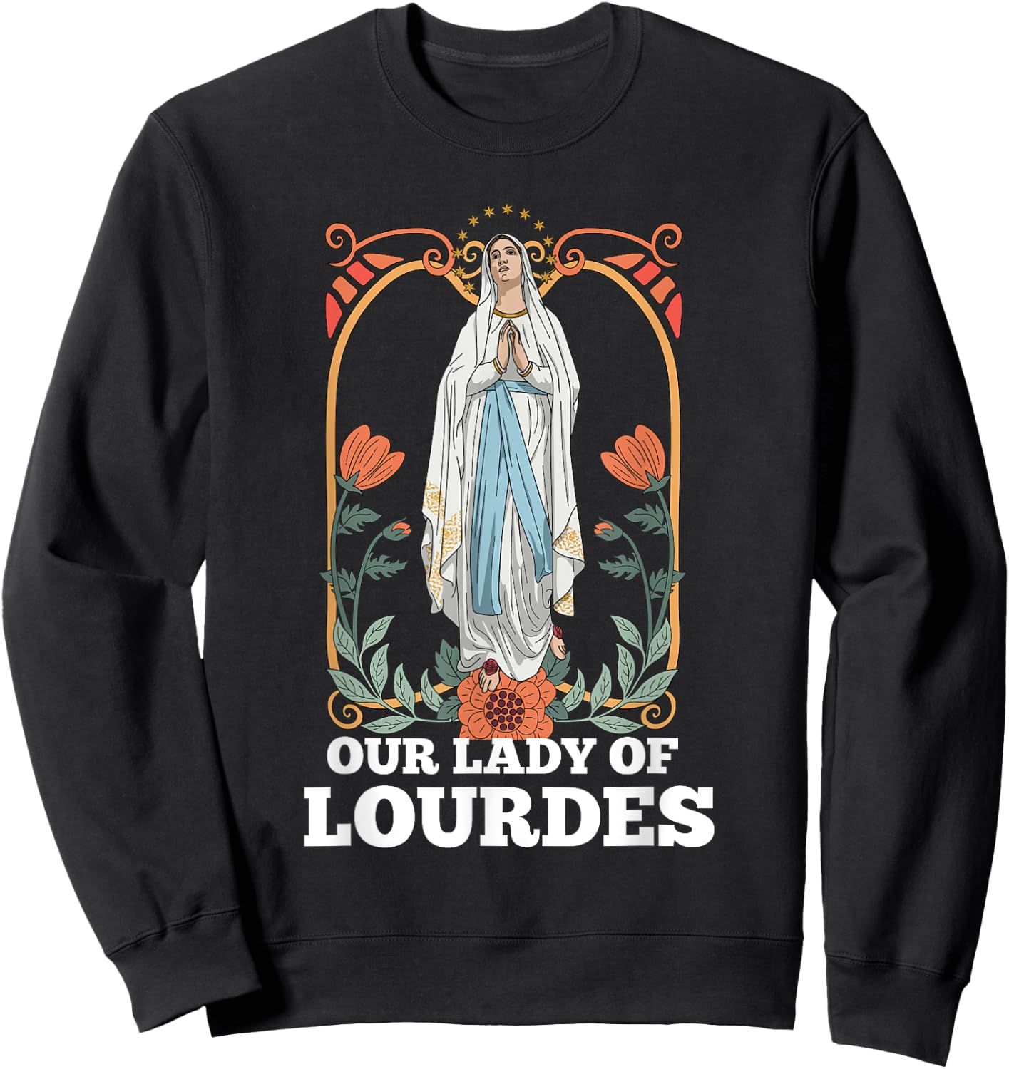 Our Lady of Lourdes Marian Pilgrimage Catholic Sweatshirt - Sweatshirt | Black