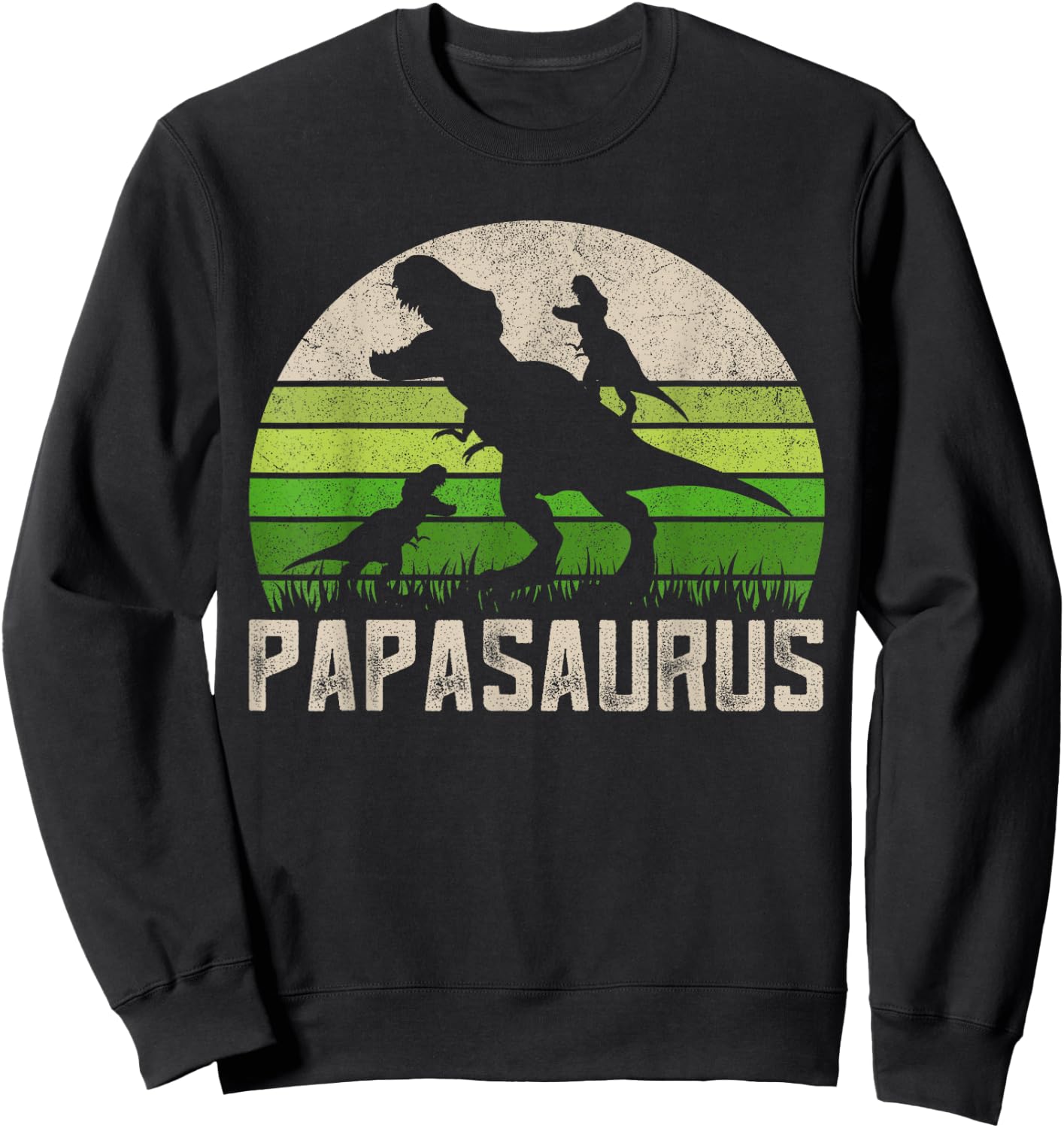 Funny Grandpa Shirts, Papasaurus Dinosaur 2 Kids Fathers Day Sweatshirt - Sweatshirt | Black