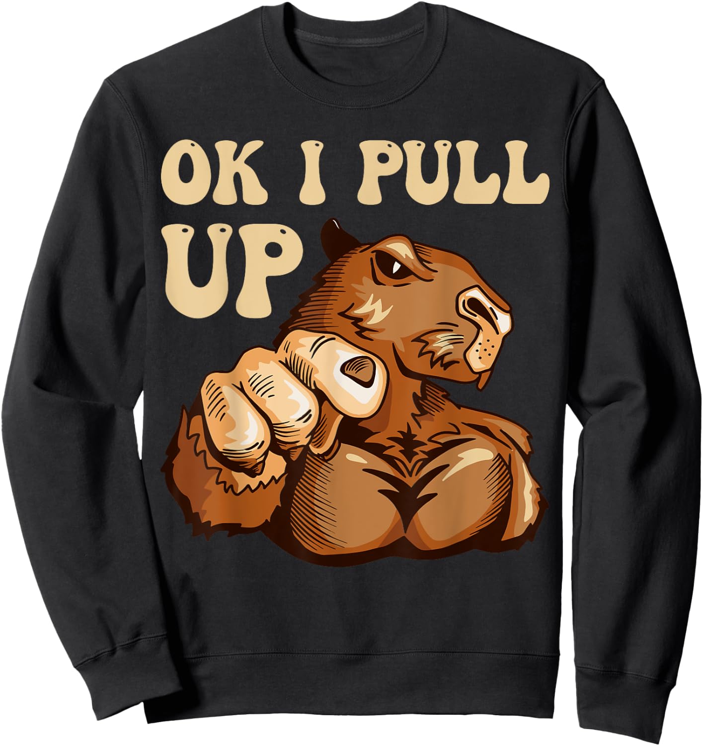 Muscular Gym Capybara Funny Sweatshirt - Sweatshirt | Black