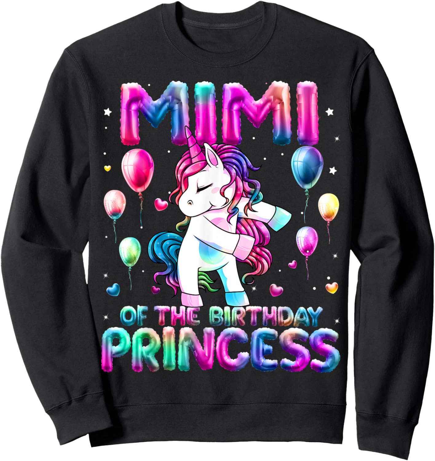 Grandma of the Birthday Princess Girl Flossing Unicorn Mimi Sweatshirt - Sweatshirt | Black