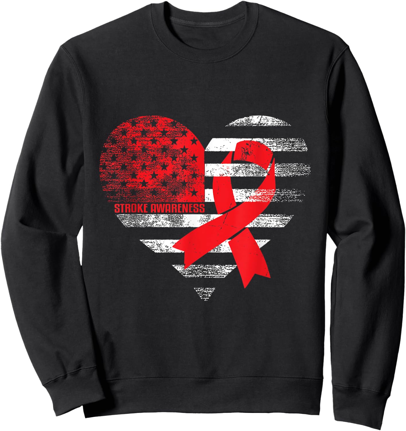 American Heart Ribbon - Stroke Survivor Sweatshirt - Sweatshirt | Black