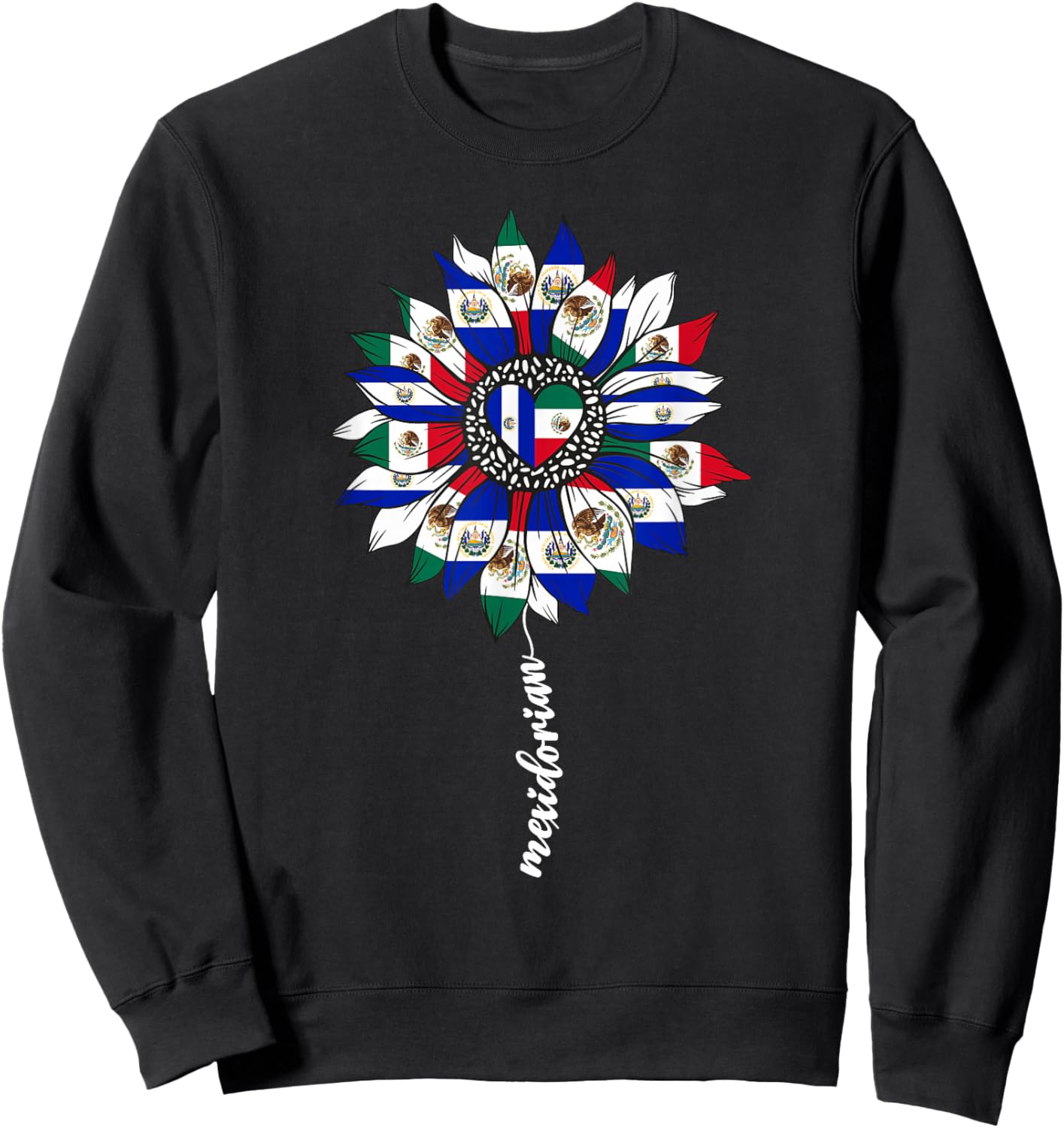 Half Mexican And Salvadorian Mexico El Salvador Flag Girl Sweatshirt - Sweatshirt | Black
