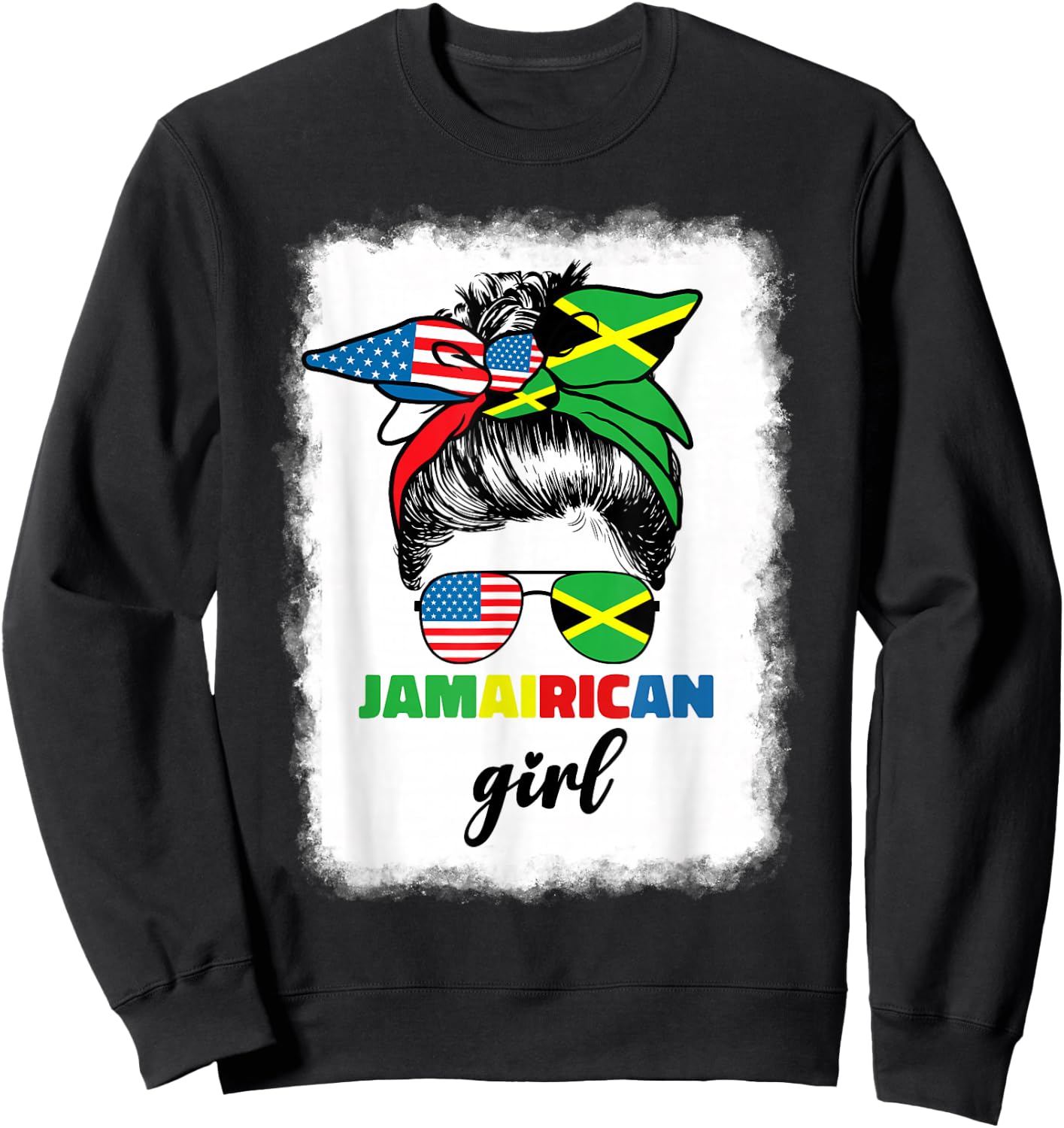Half American Jamaican America Jamaica Flag JamaiRican Girl Sweatshirt - Sweatshirt | Black