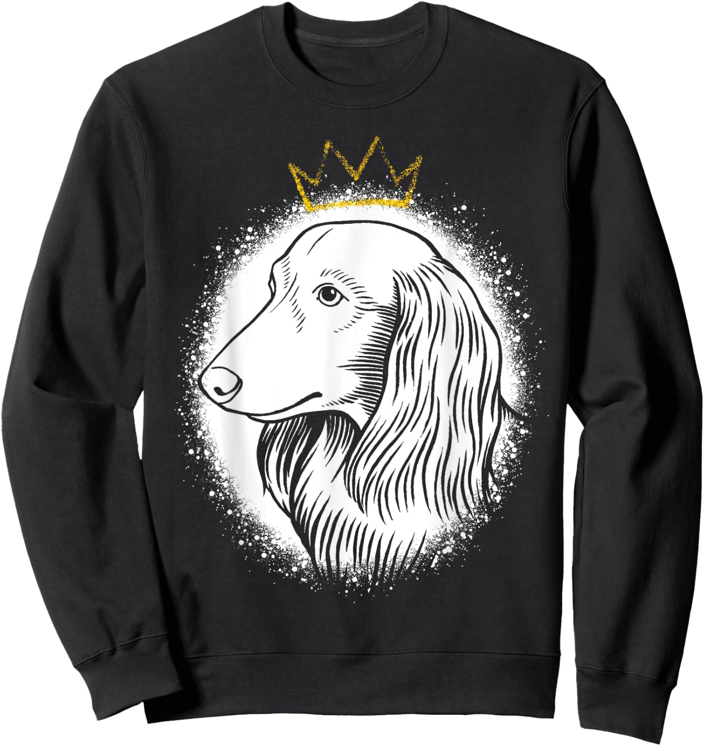 Longhaired Dachshund with Crown Sweatshirt - Sweatshirt | Black