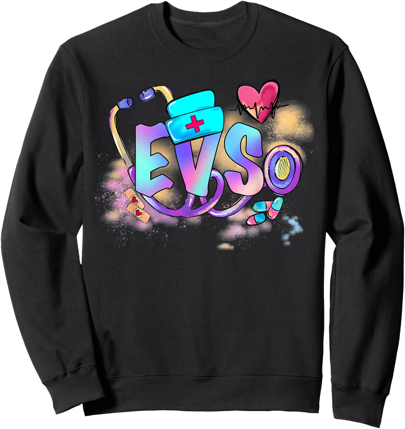 Tie Dye EVS Worker Funny EVS Nurse Day Nurse Week Sweatshirt - Sweatshirt | Black