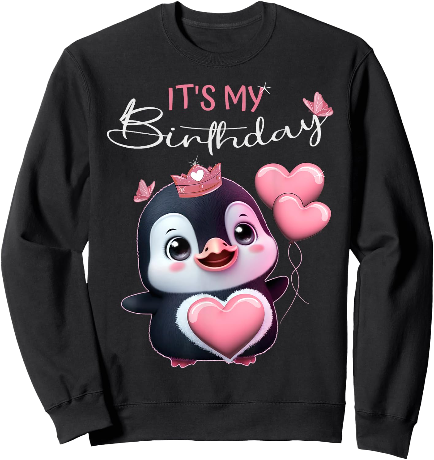 Birthday Shirt Penguin - It’s my Birthday and Girl Sweatshirt - Sweatshirt | Black