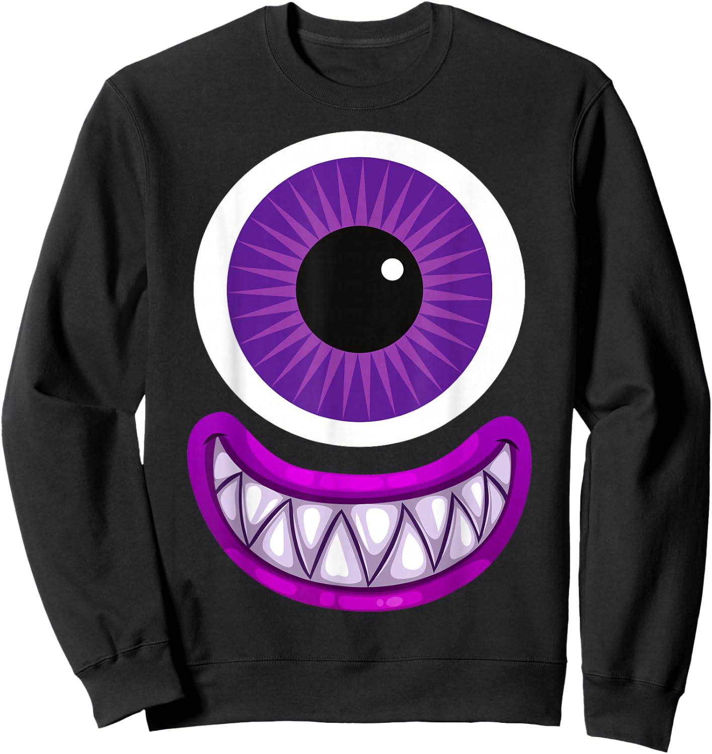 Purple Cute Monster Face Men's Women's Costume Halloween Sweatshirt - Sweatshirt | Black